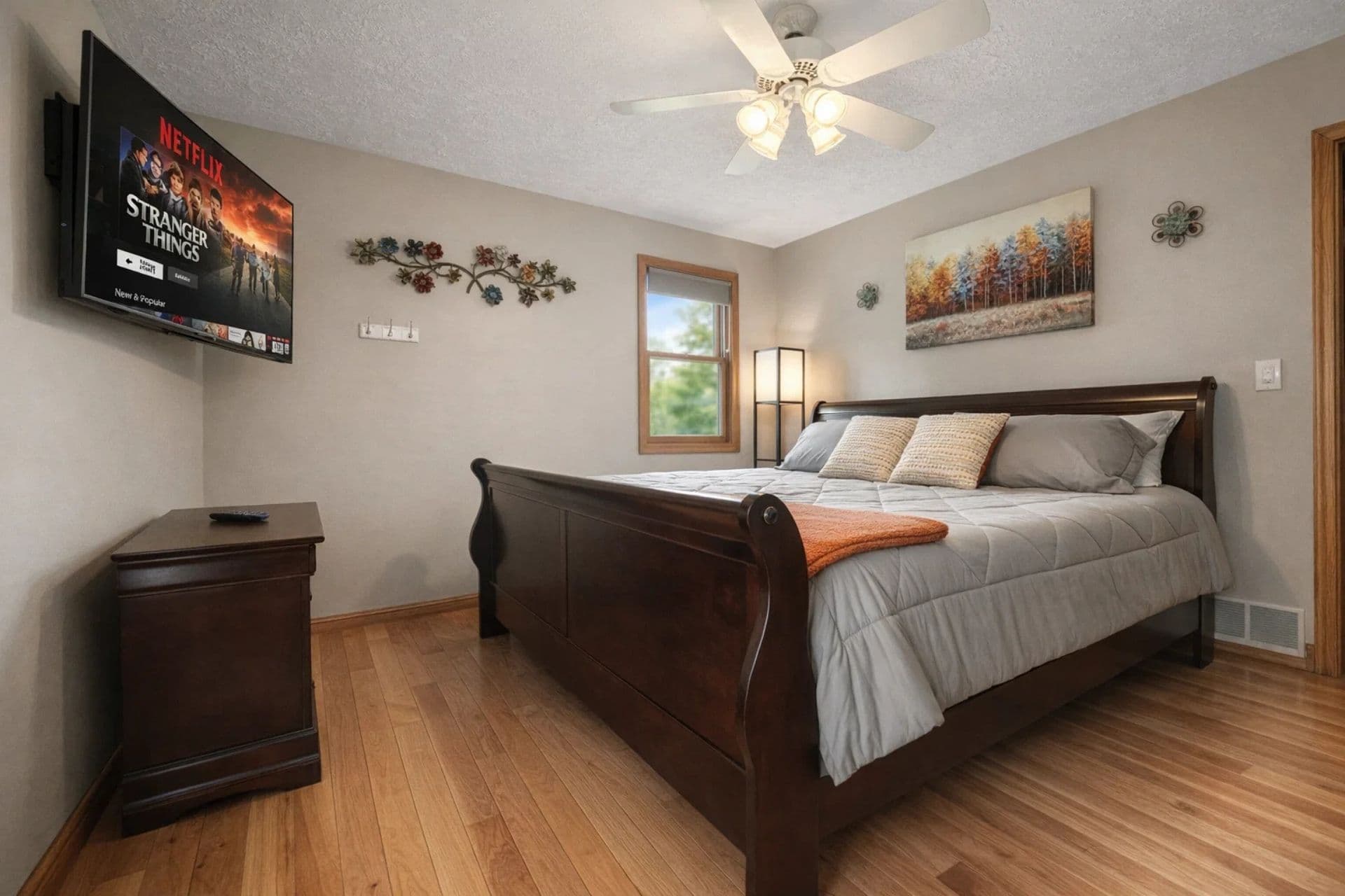 Main Bedroom: Relax in style with a king bed, modern decor, and beautiful nature views!