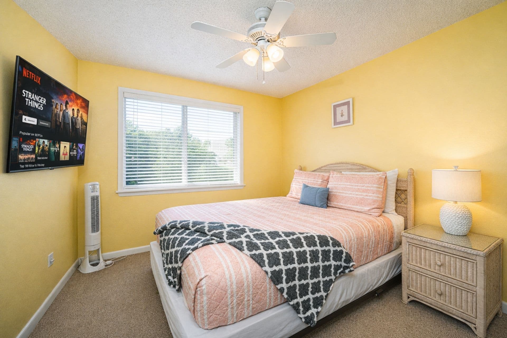 Bedroom with Queen bed and flat screen TV