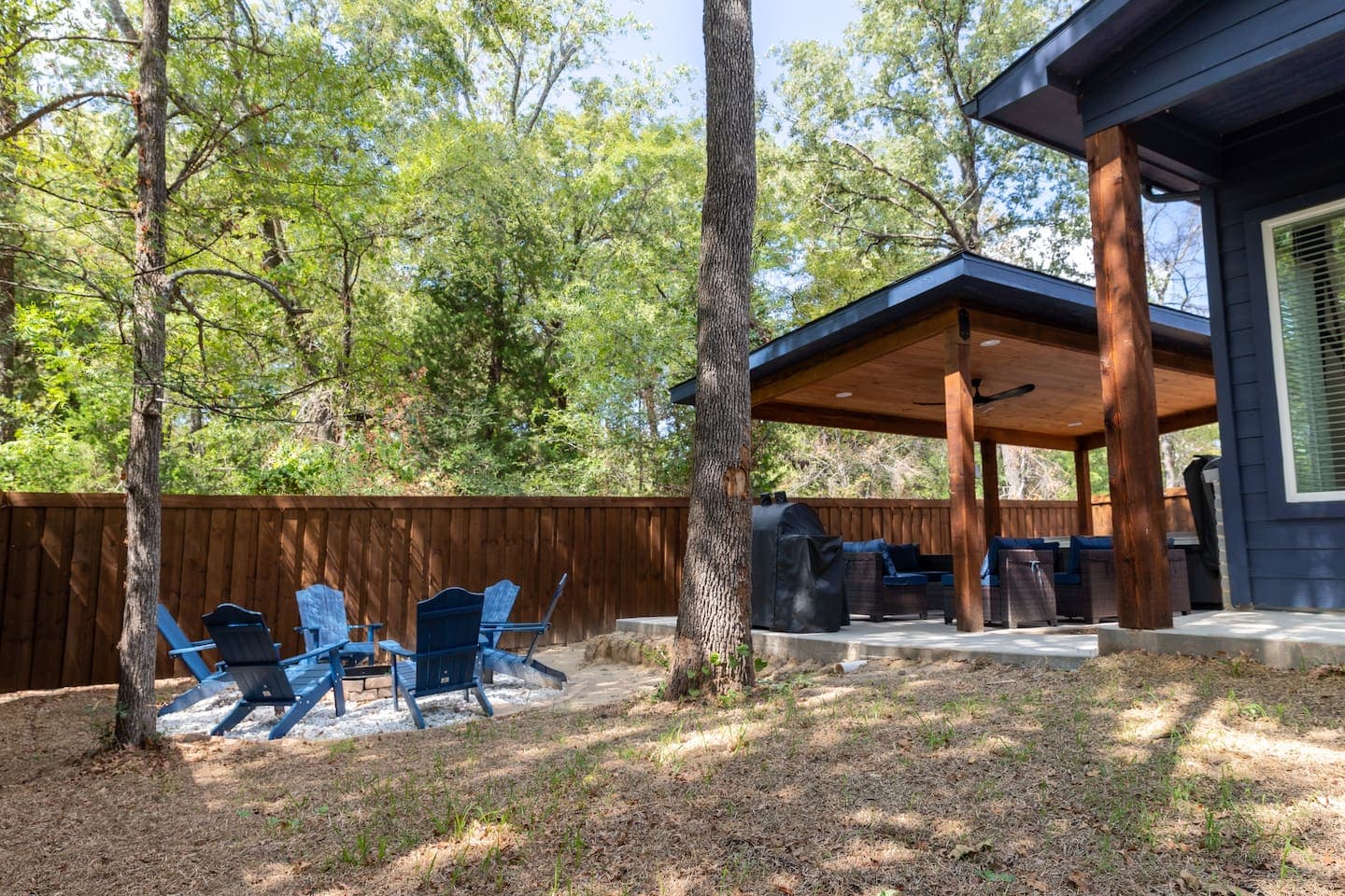 Backyard Fireplace and Covered Patio