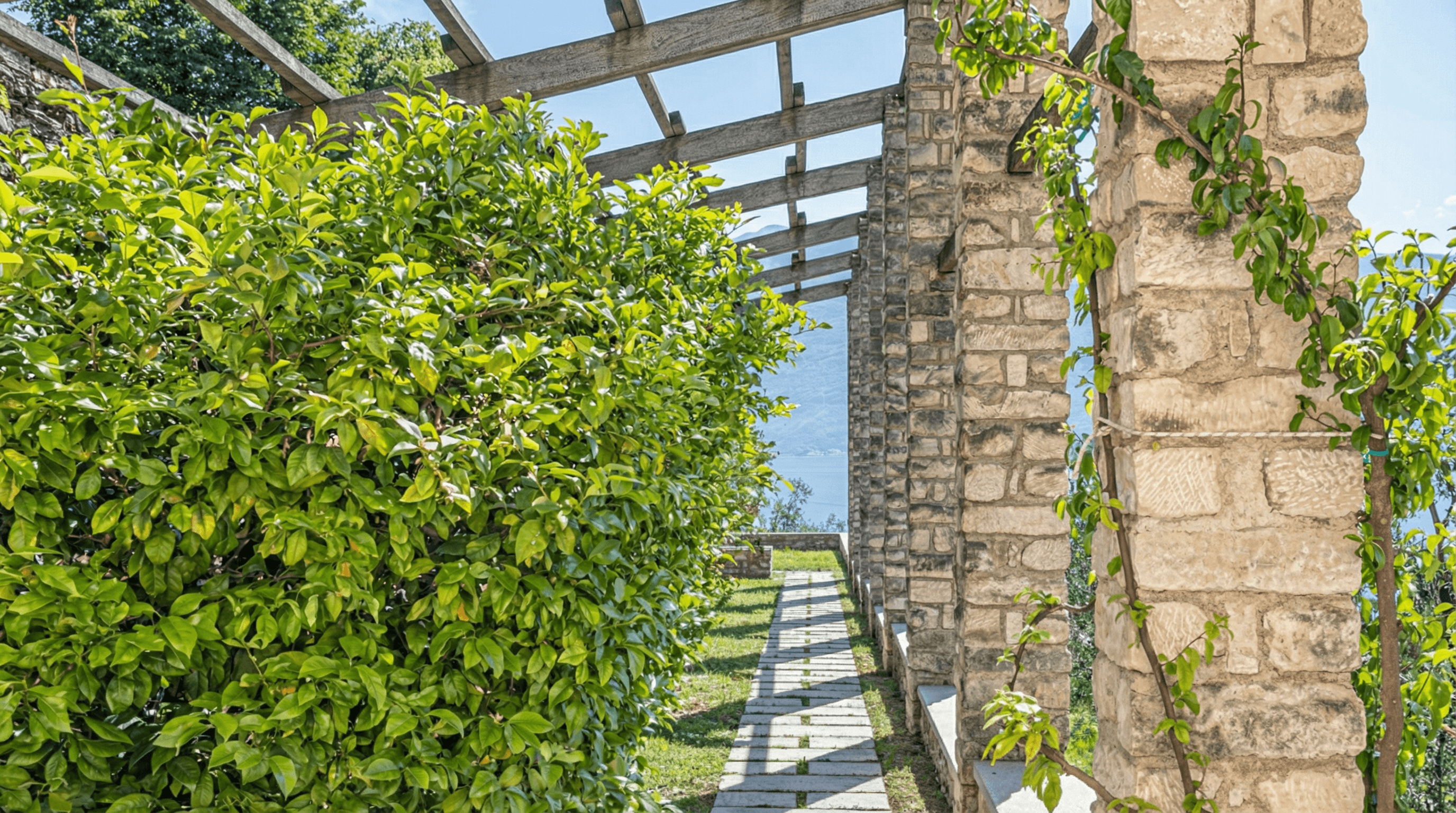 The lemon house, its characteristic structure that frames Lake Garda
