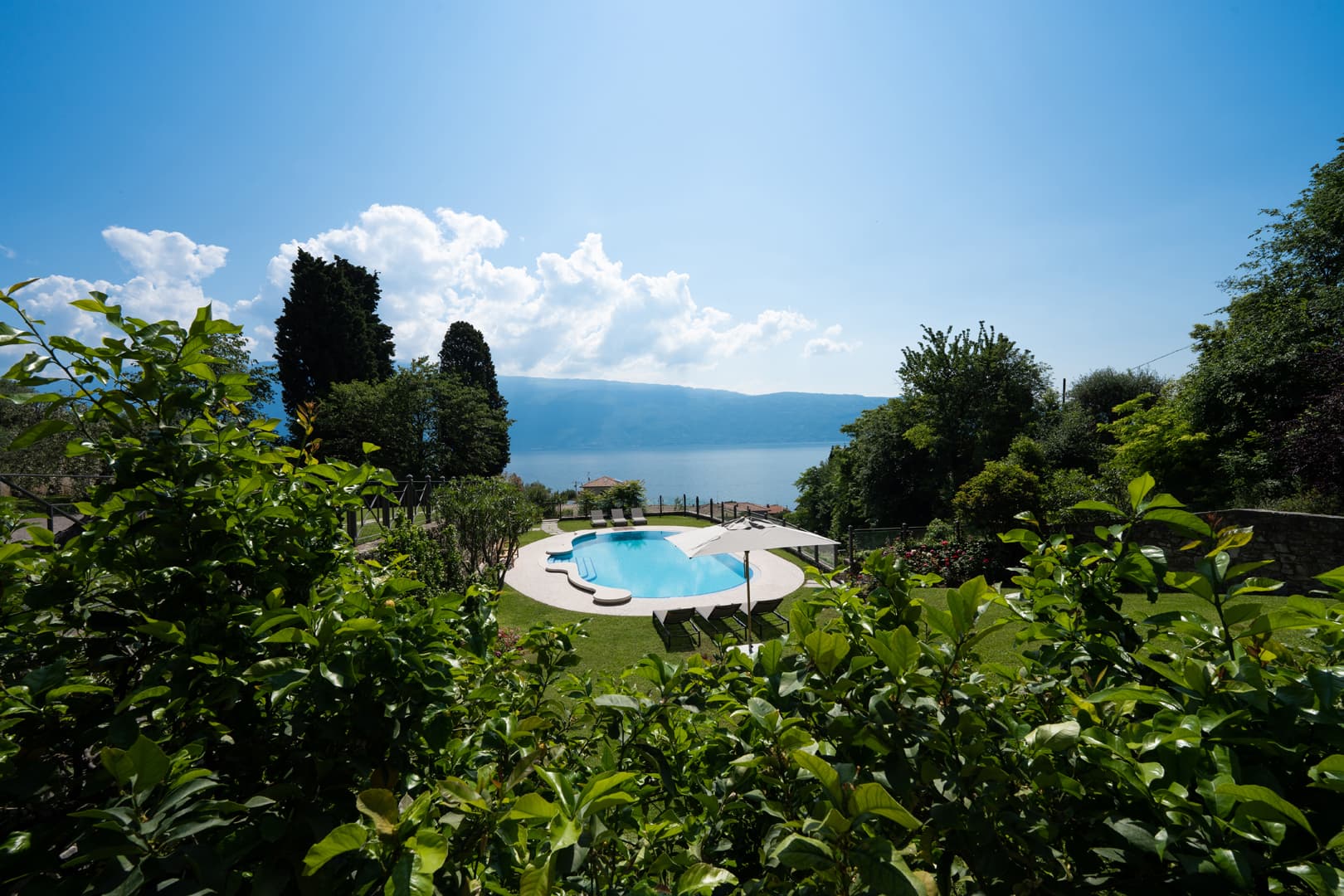 The pool with a lake view