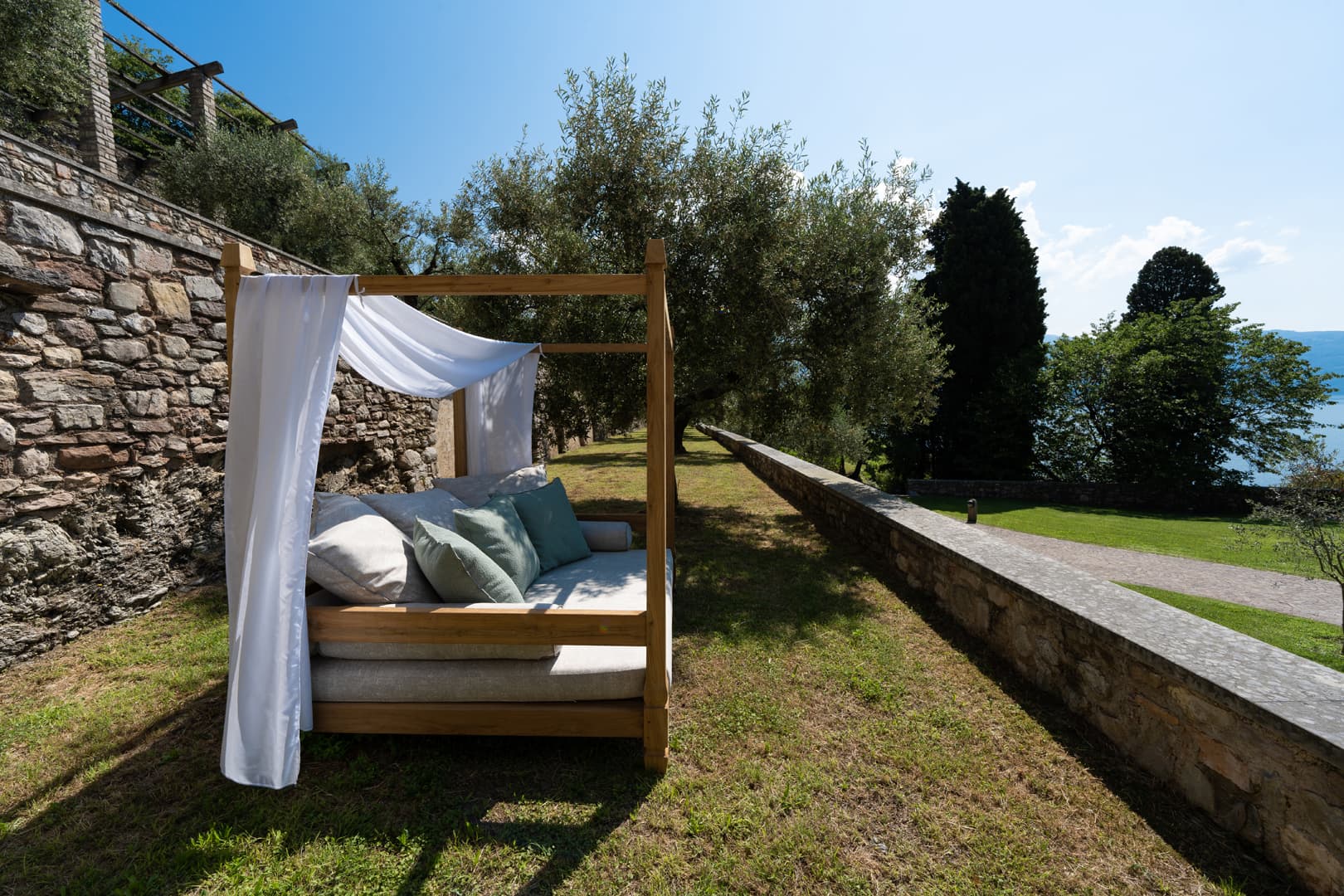 Lemon house area with sunbed and canopy