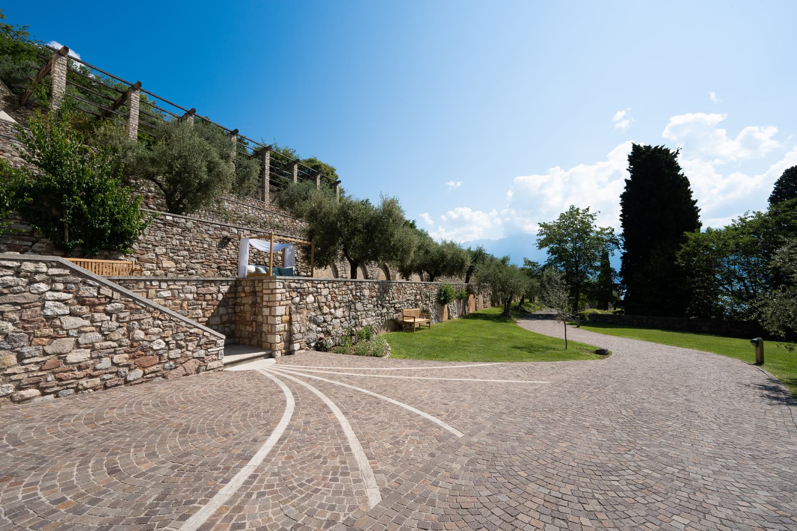 The entrance to the property and the stairs leading to the lemon house