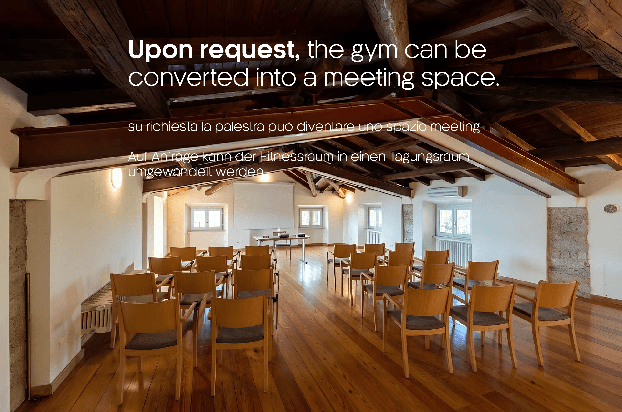 The attic of the gym which can be converted into a meeting or conference room upon request
