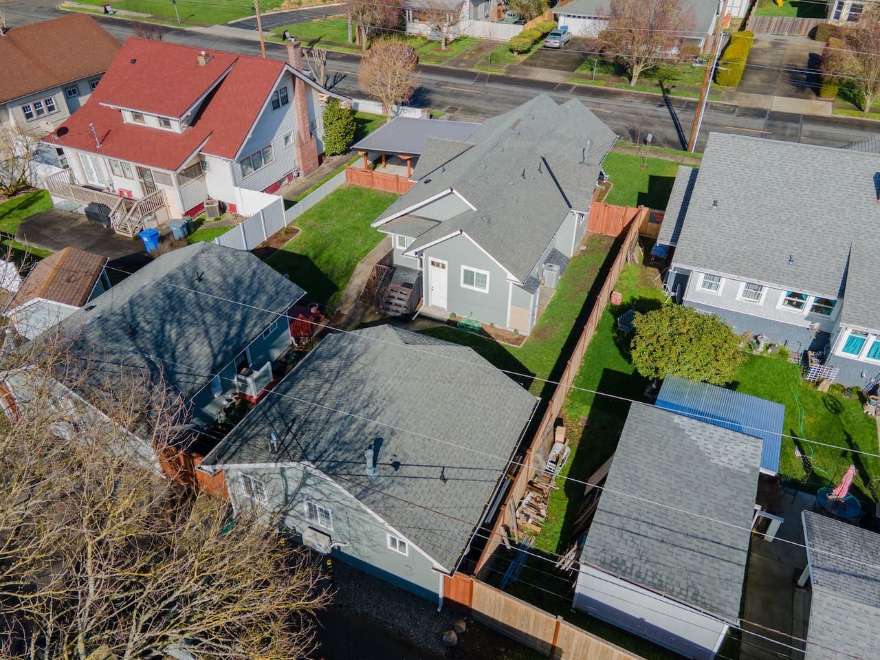 Aerial view from the back of the property. 