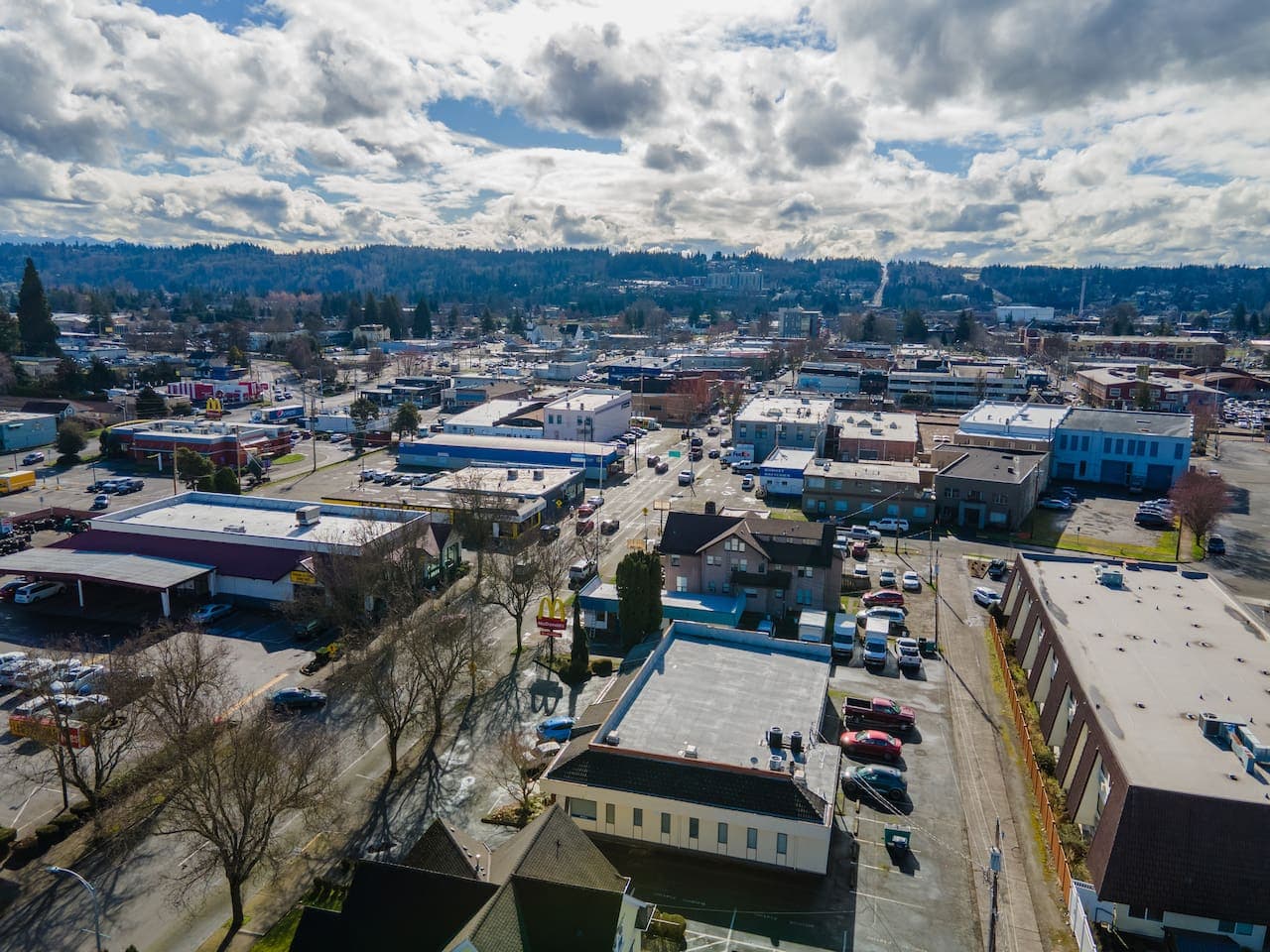 Aerial view of Puyallup, WA