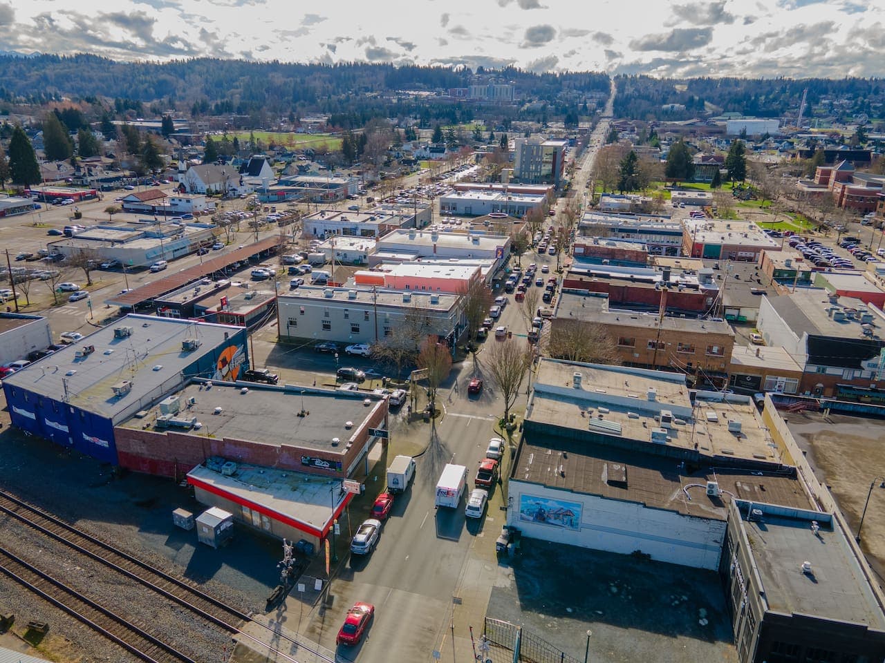 Aerial view of Puyallup, WA