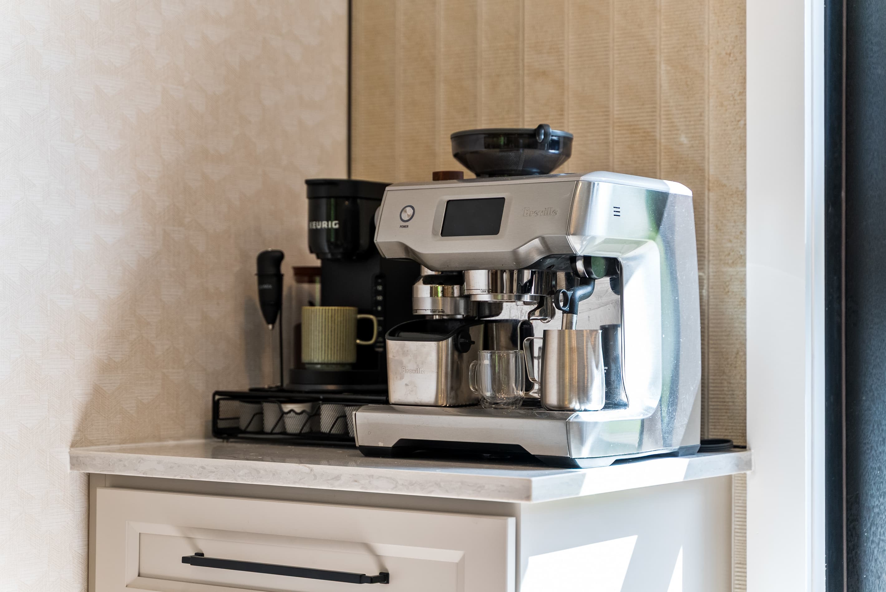 Coffee Station - Breville Espresso Maker & Keurig with Pods