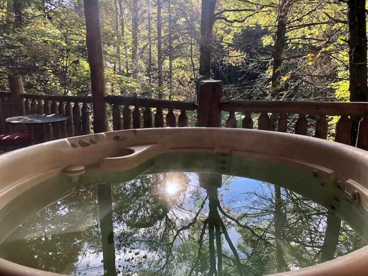 Take in the countryside views while soaking in your own private hot tub.