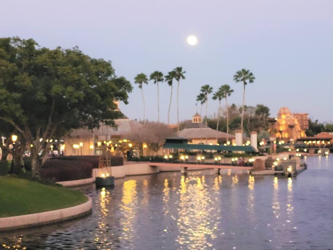 Night life view reflecting off the water