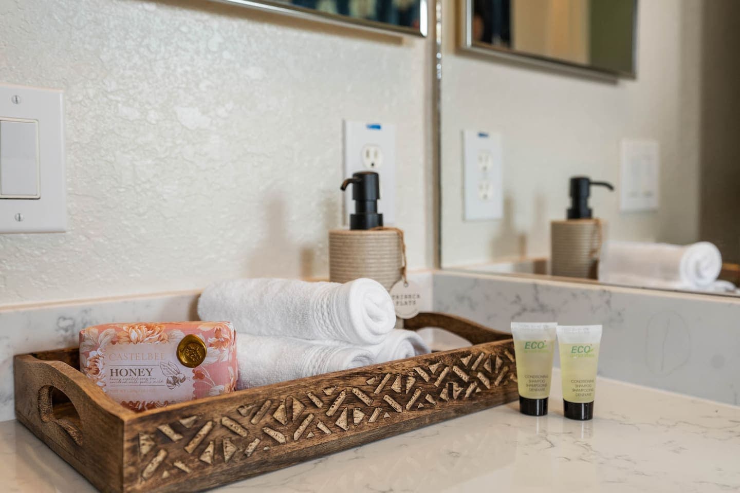 We provide all the towels, linens, and soaps you'll need for your stay at the Regal Palms Resort.
