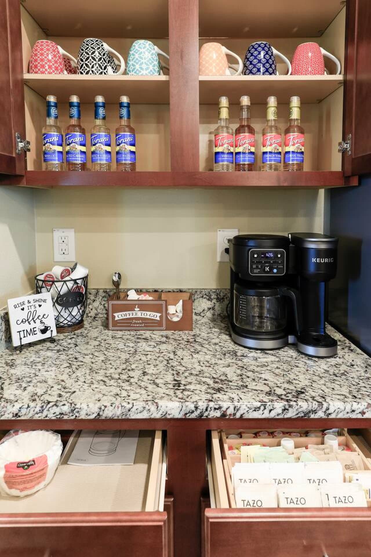 Enjoy our full stocked coffee bar set up