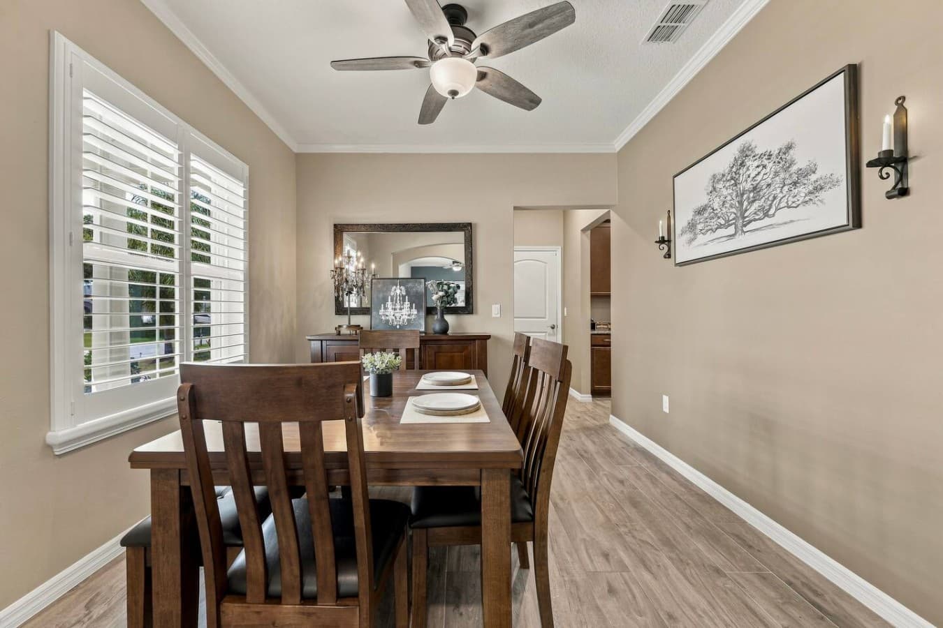 Elegant dining area with seating for six—perfect for shared meals and memorable evenings together.