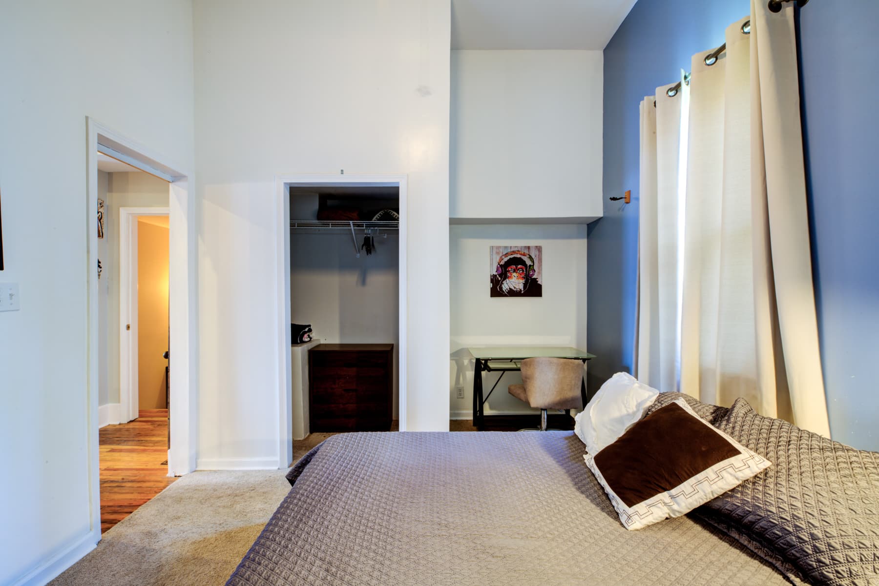 Bedroom 2, full size bed, main floor + work desk