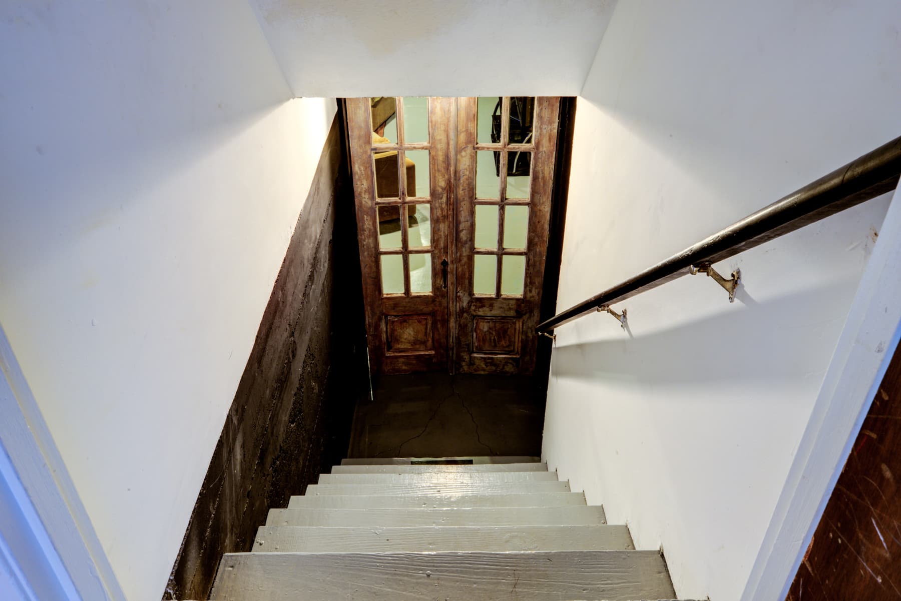 French doors leading to basement