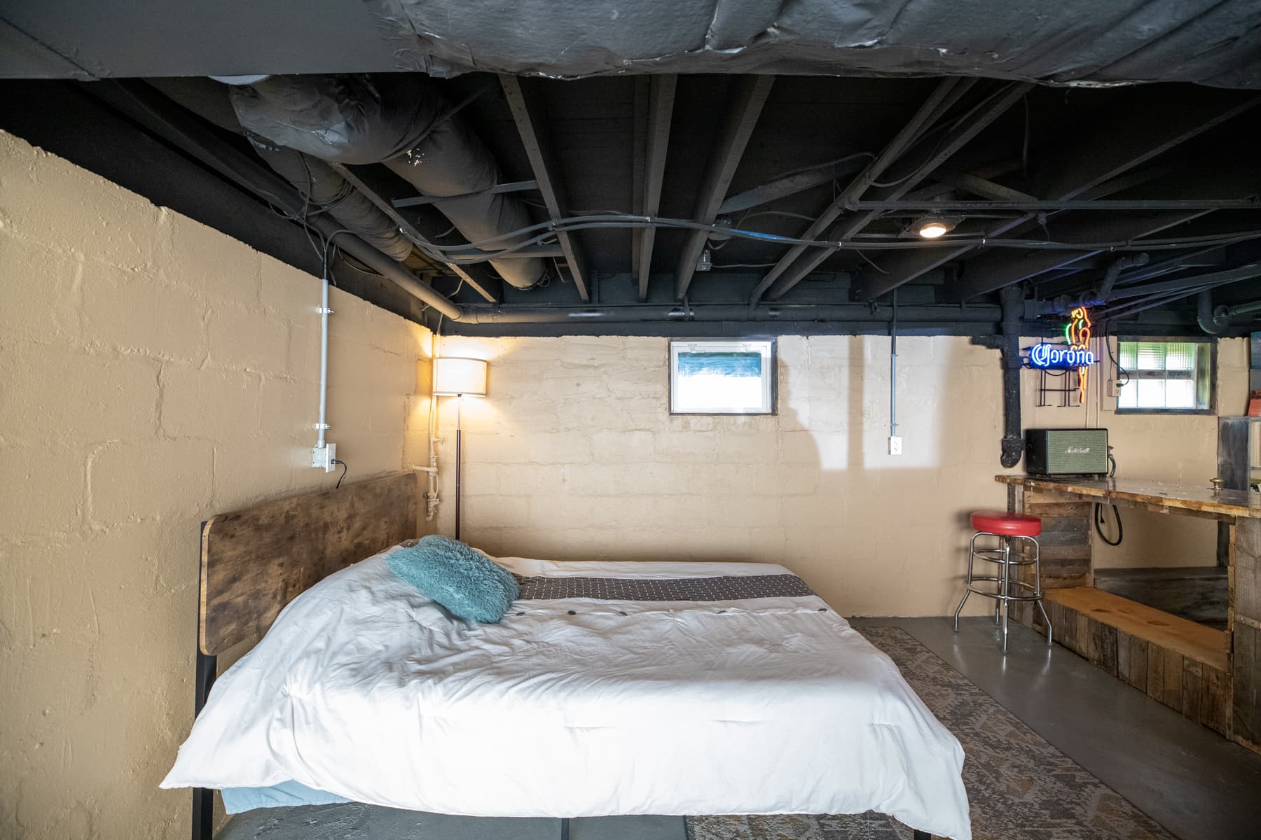 Basement 5th bedroom, queen size bed, egress/ingress window