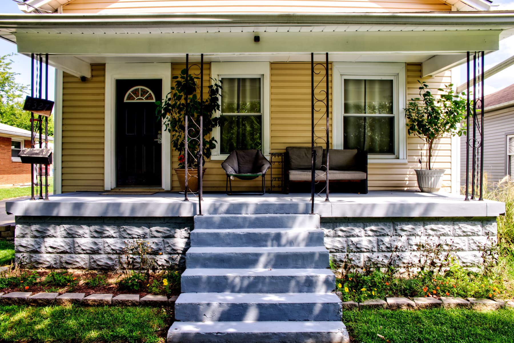 Front view of house with front porch