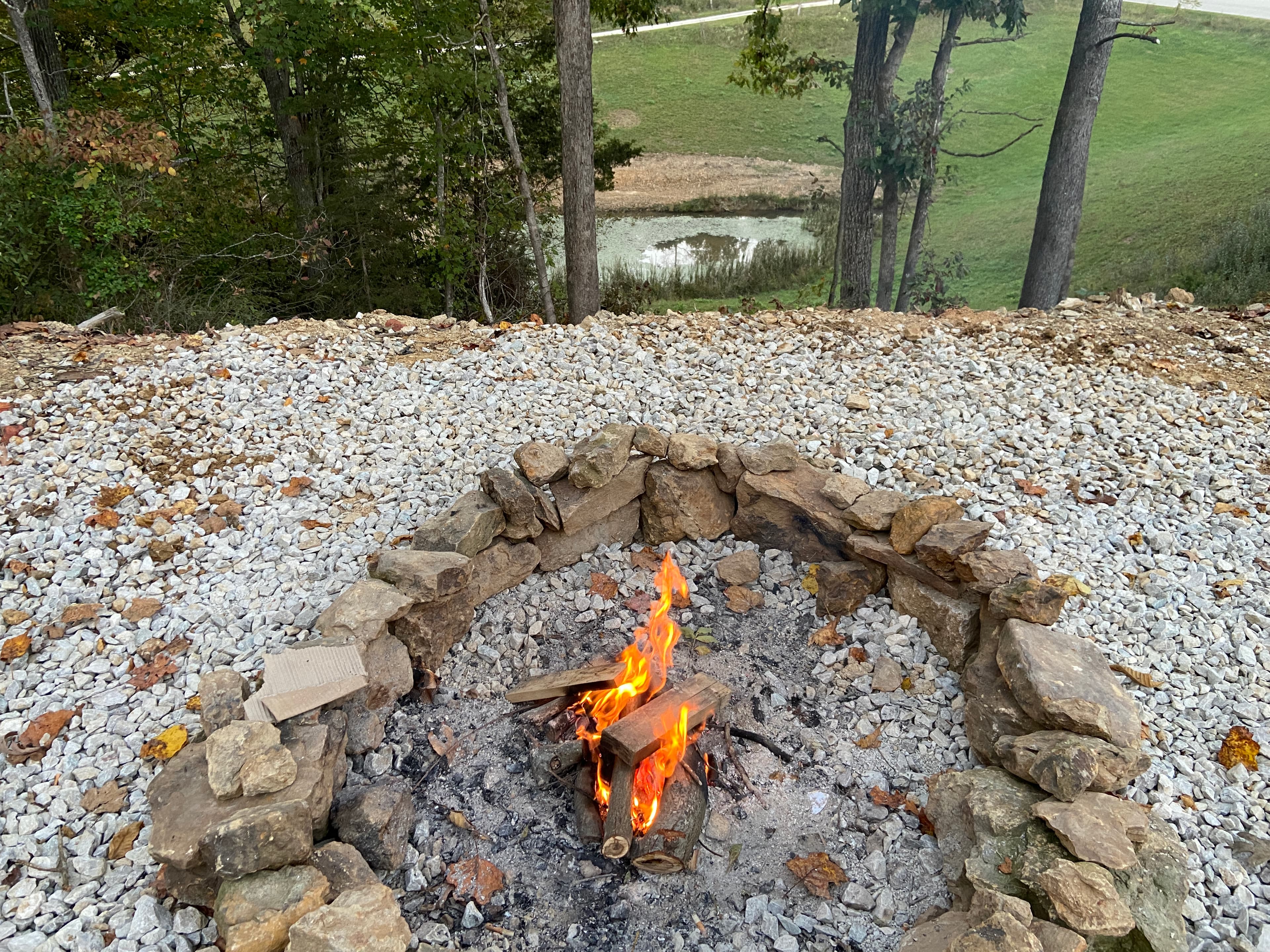 Fire Pit Out Front Overlooking Pond