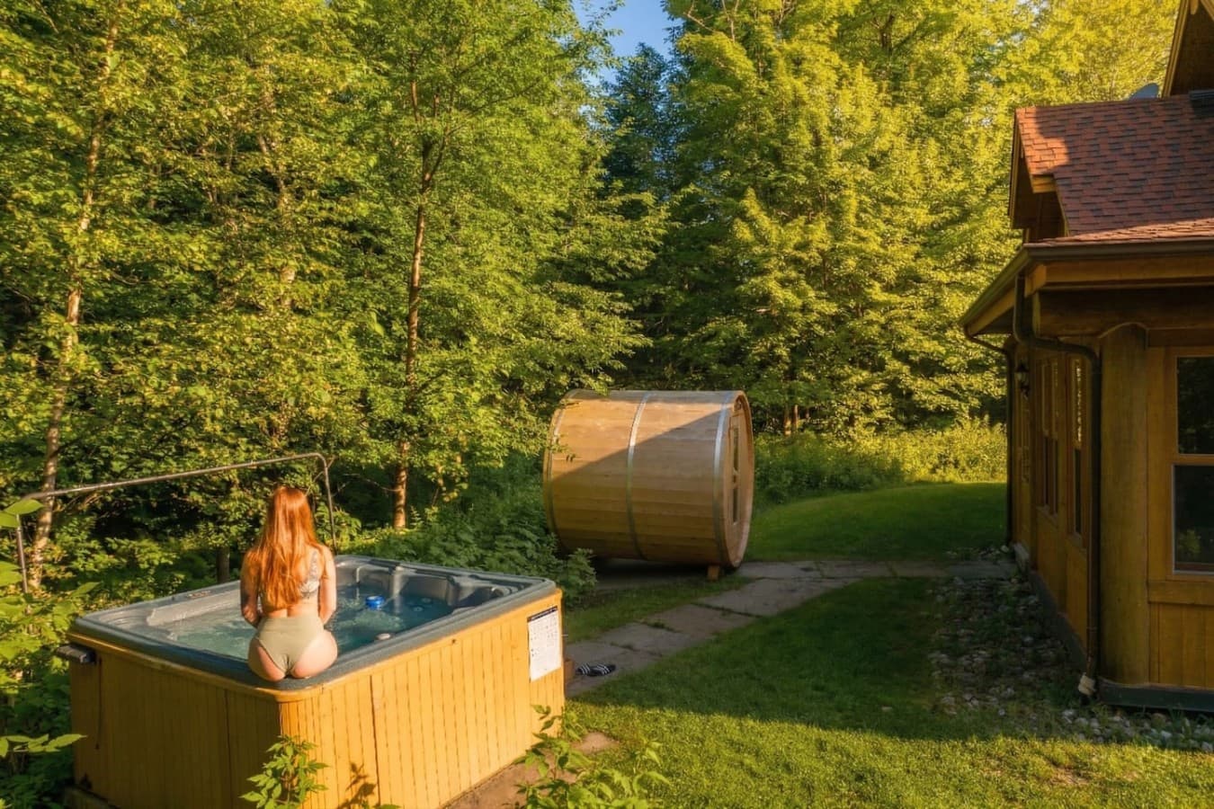 Spa et sauna privés avec vue sur la forêt