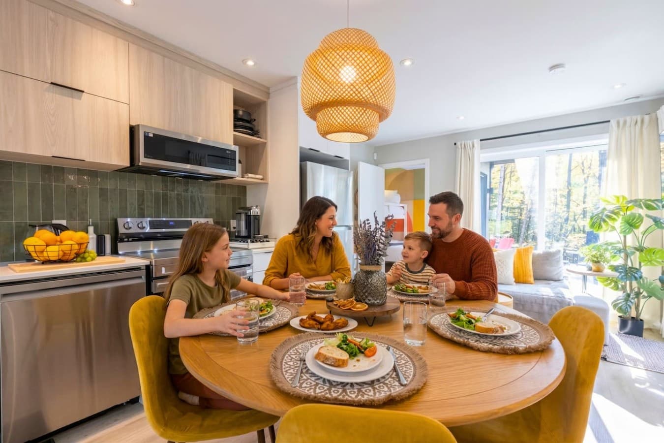 Un espace convivial idéal pour partager de bons repas en famille ou entre amis, dans une ambiance chaleureuse et lumineuse