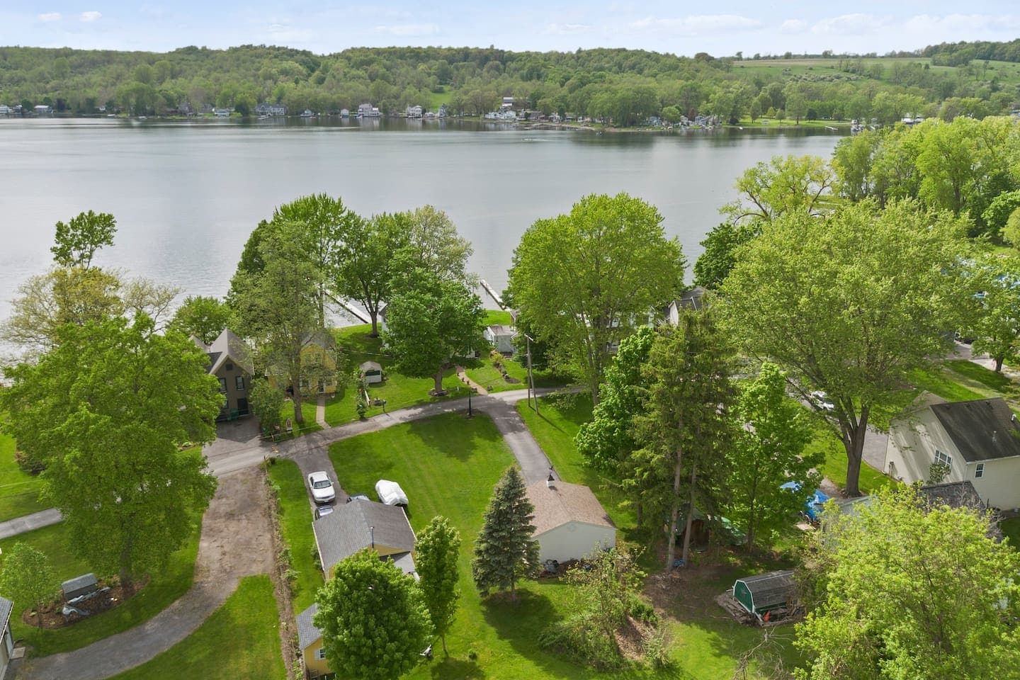 Aerial view of the lakeside neighborhood