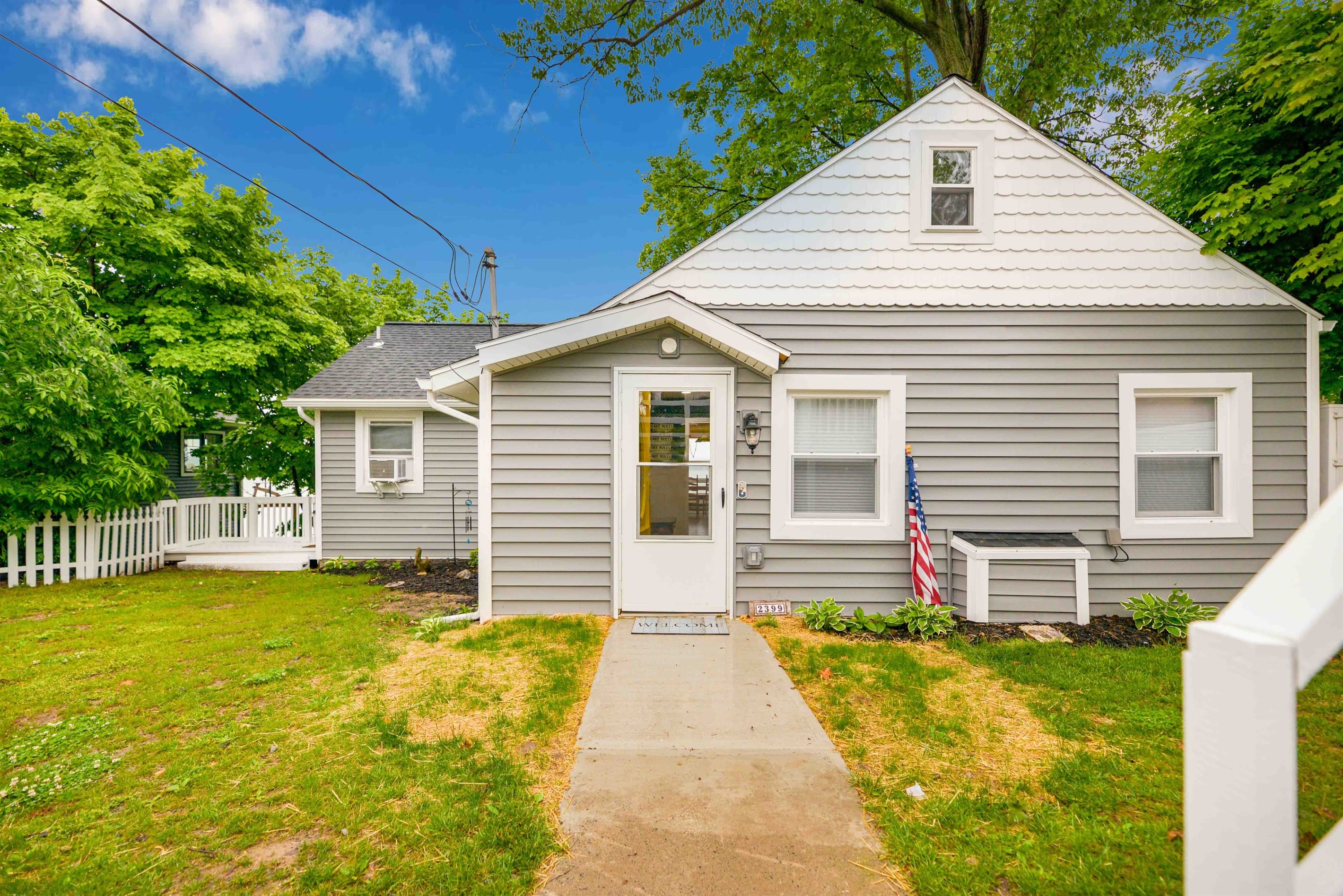 Front exterior with covered entryway