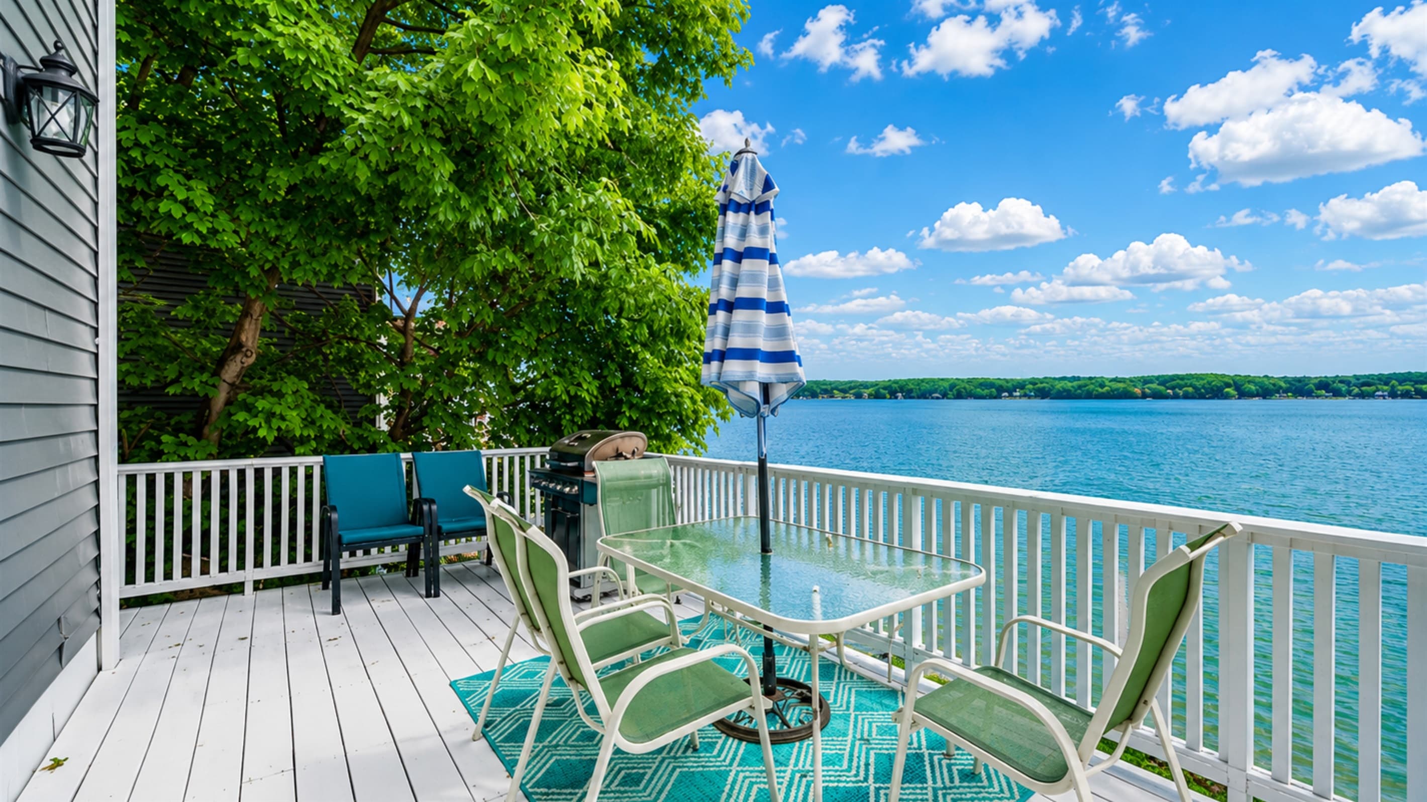 Lakefront deck overlooking the water