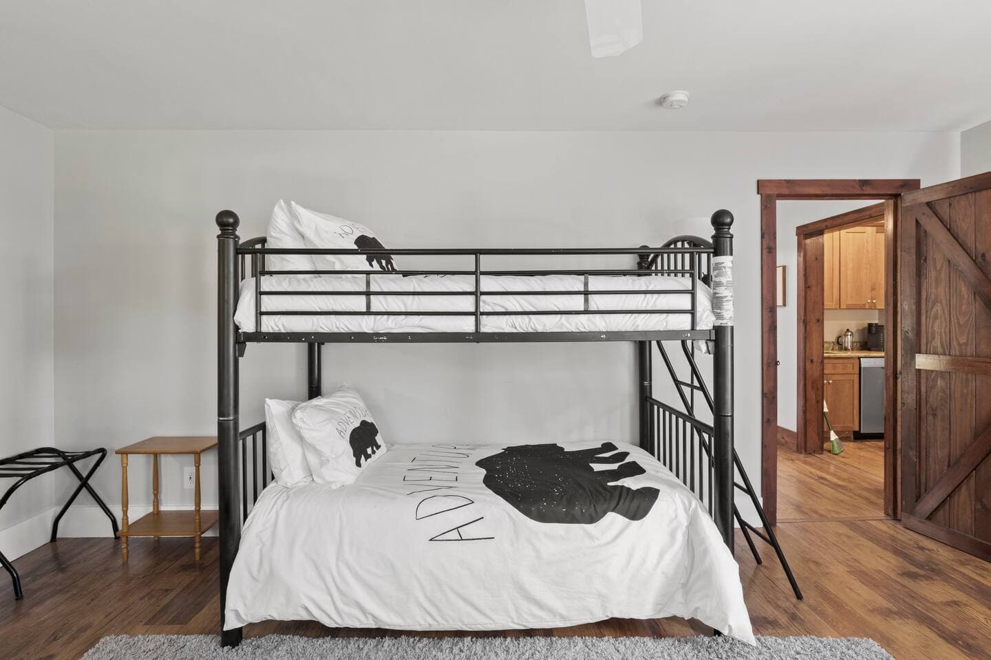 Bedroom with metal bunk bed