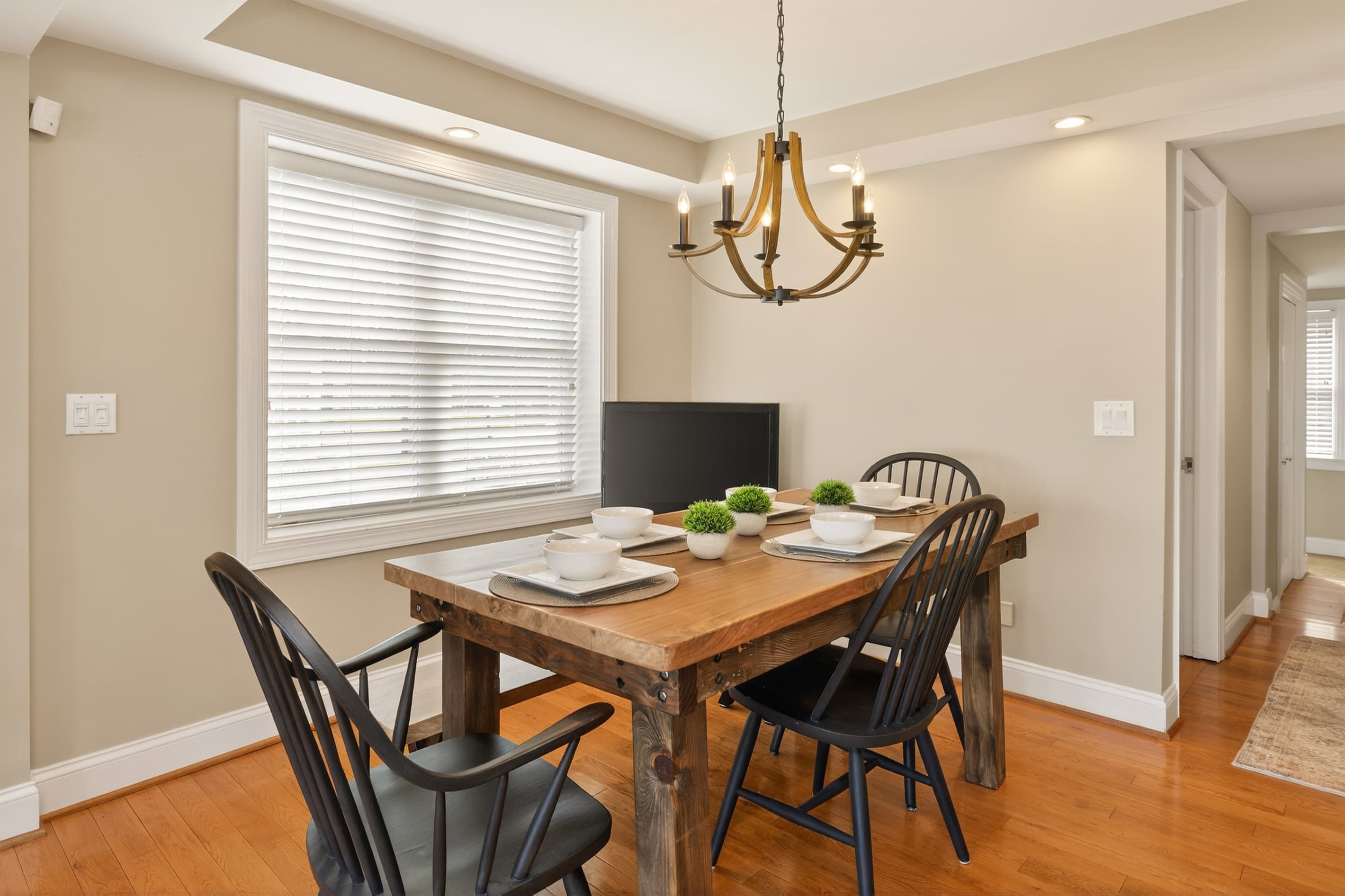 Dining area surrounded by windows
