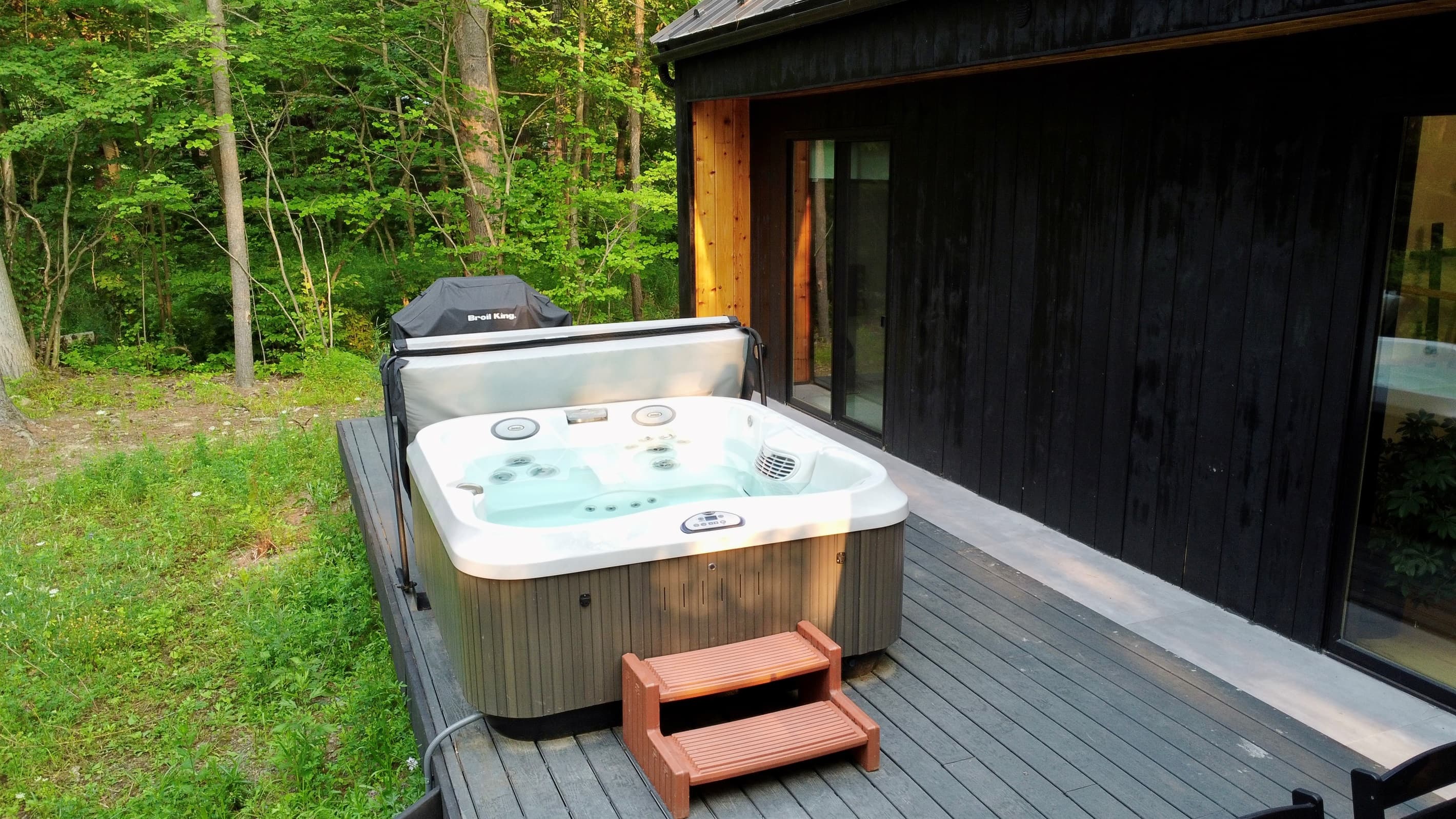 Private hot tub on the outdoor deck 