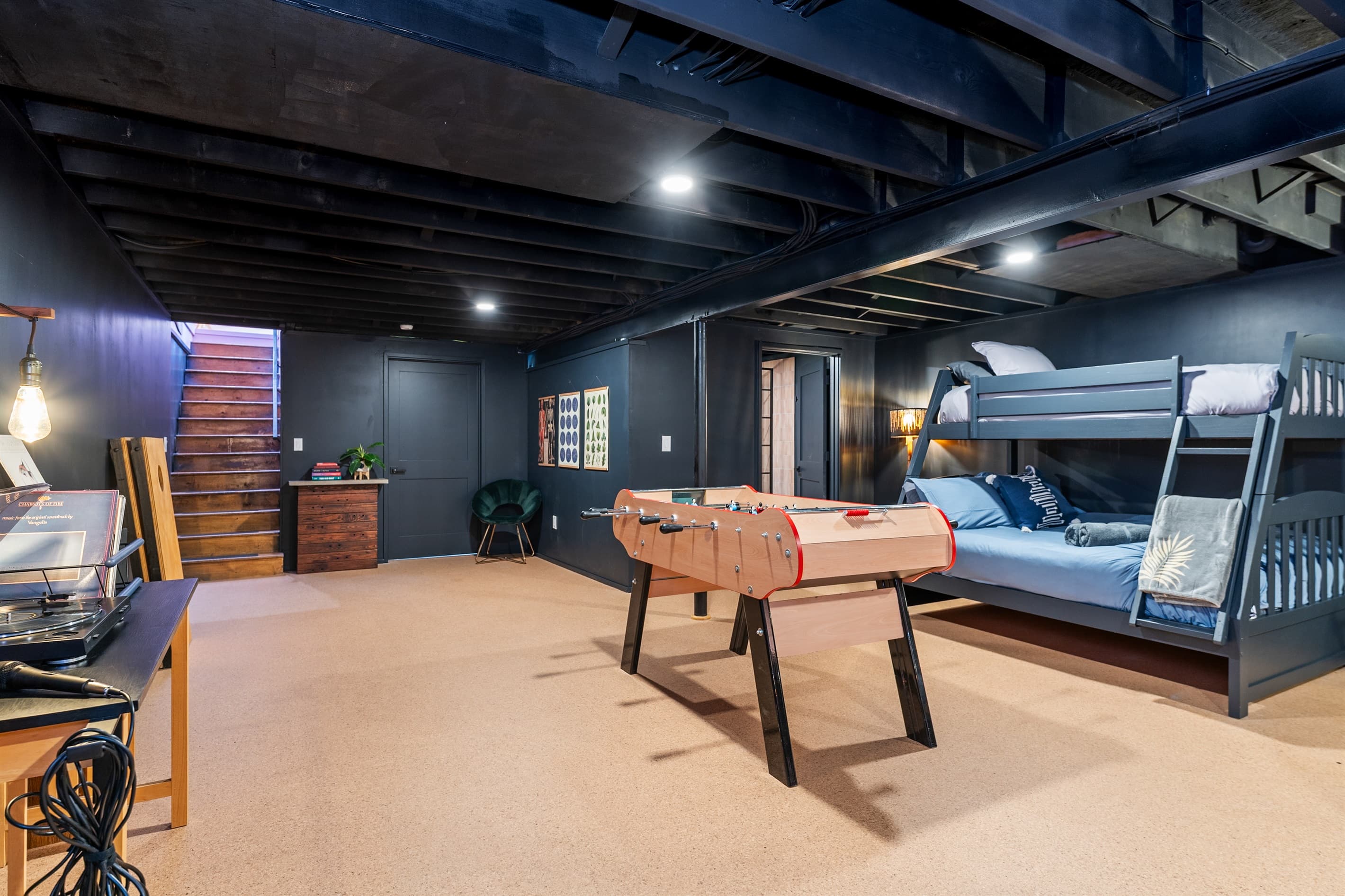 Combined bunk room and game area