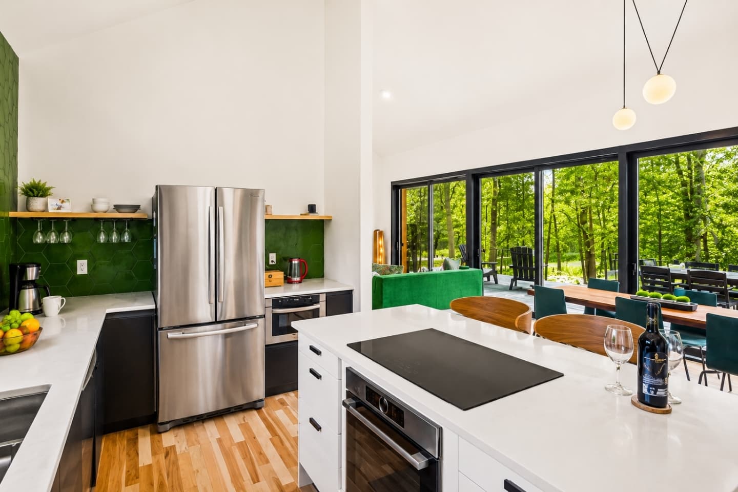 Open kitchen and dining area