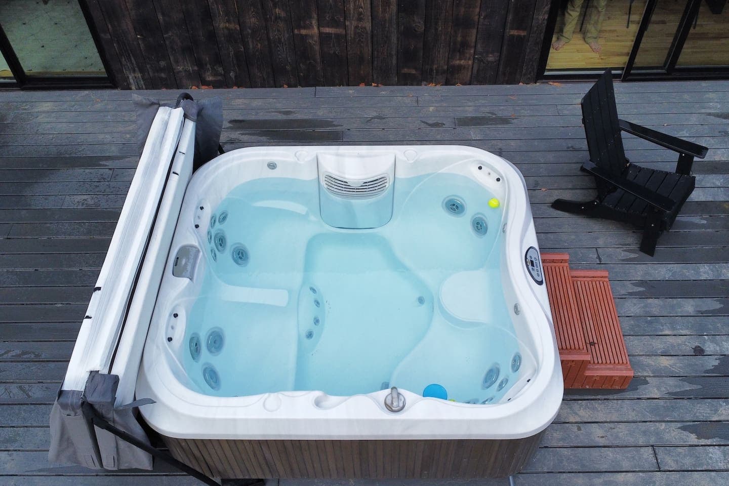 Close-up view of the outdoor hot tub