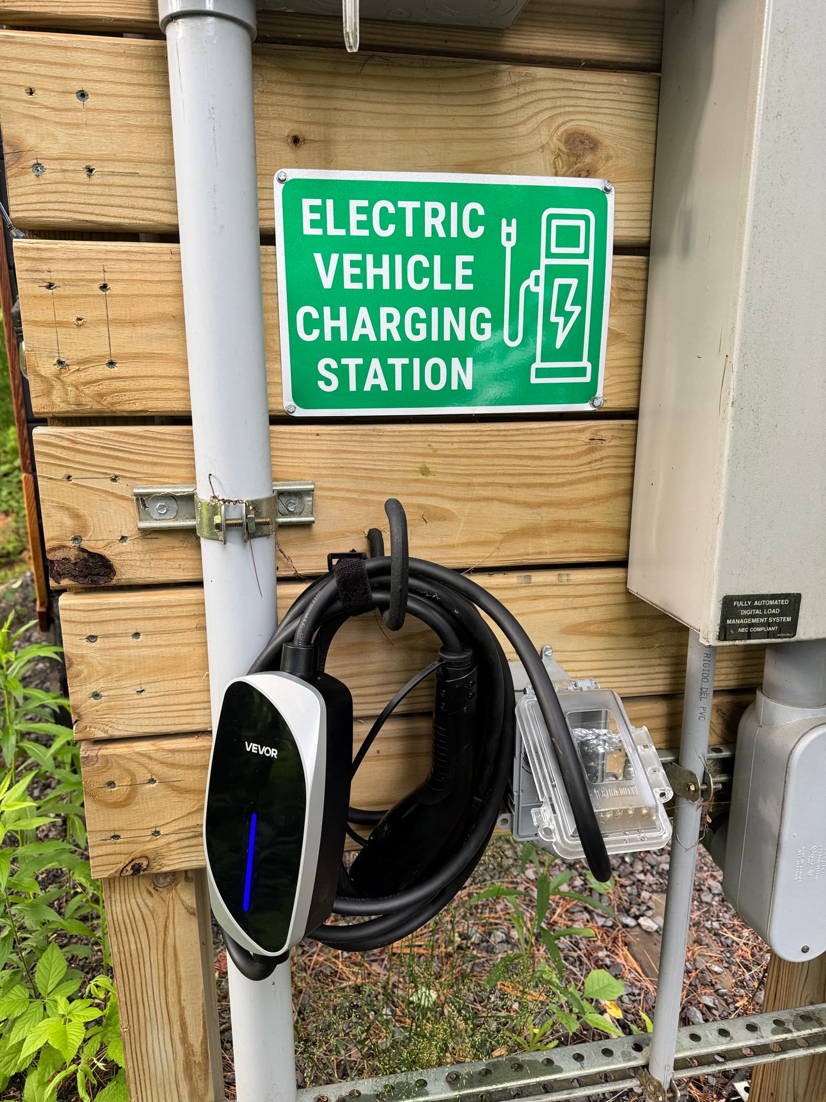 Close-up view of the EV charger