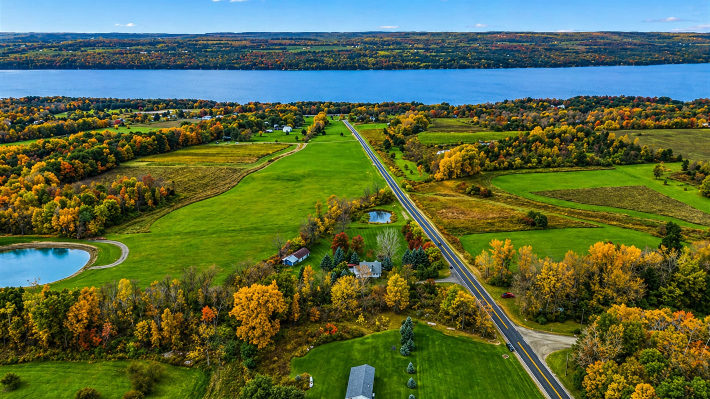 Aerial view of the property grounds