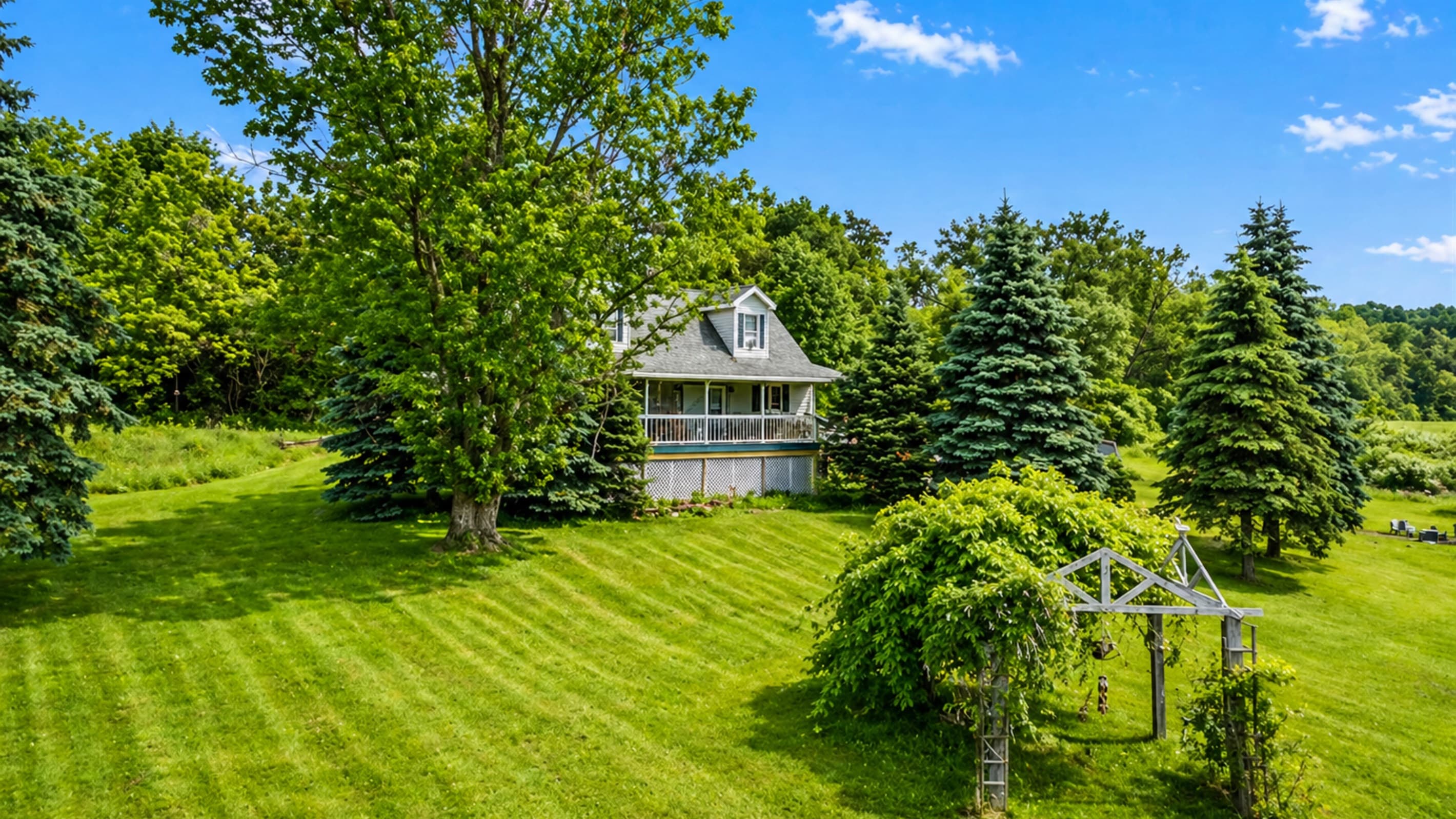Home surrounded by lawn and trees