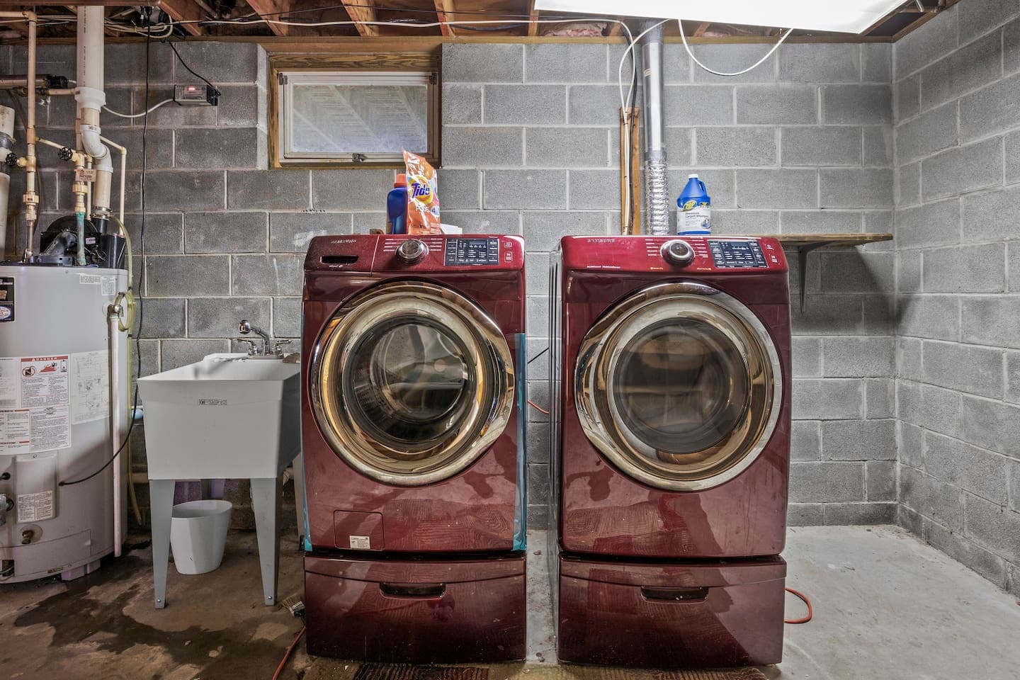 Laundry area with front-loading washer and dryer