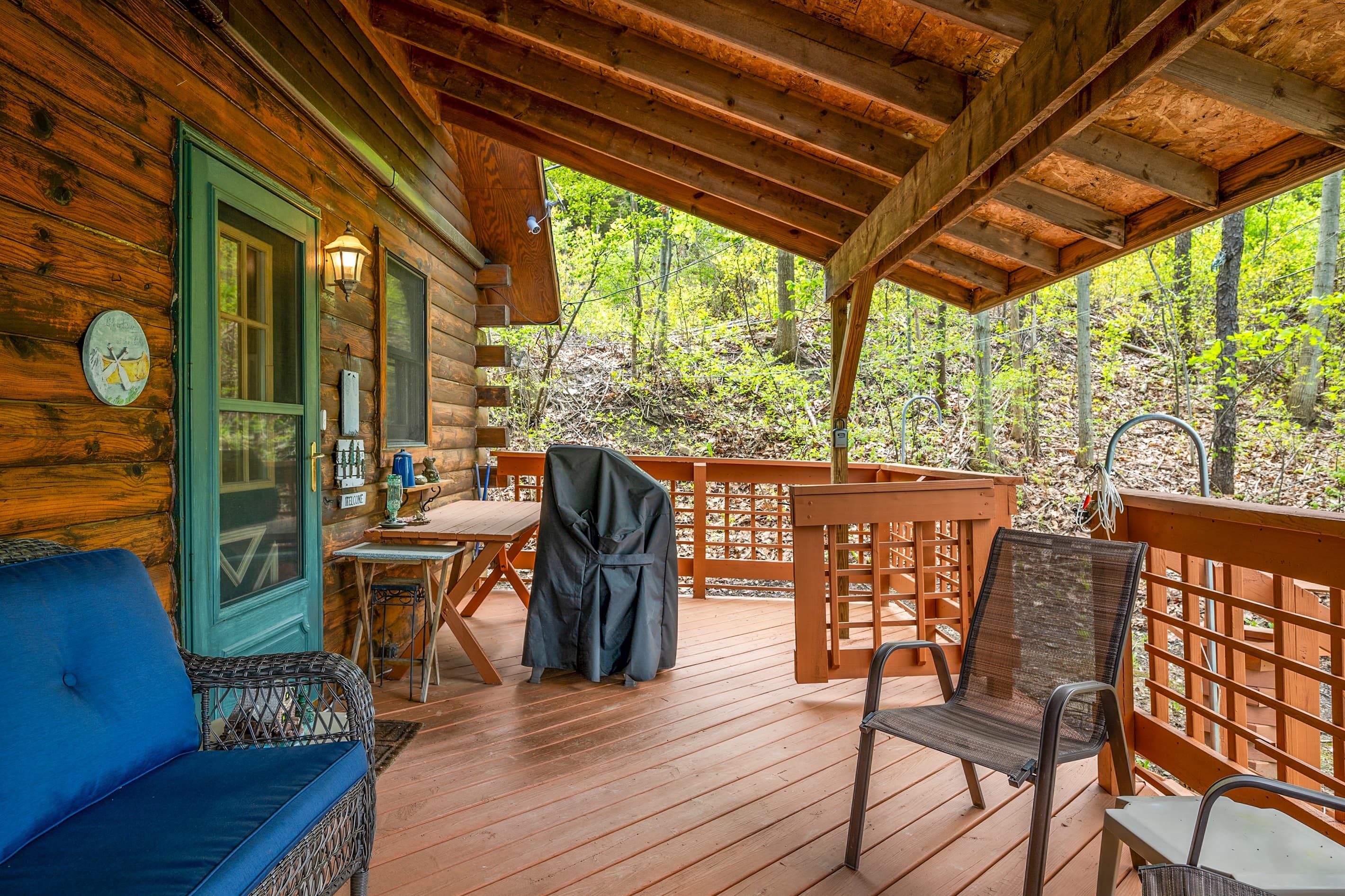 Covered porch with outdoor lounge area