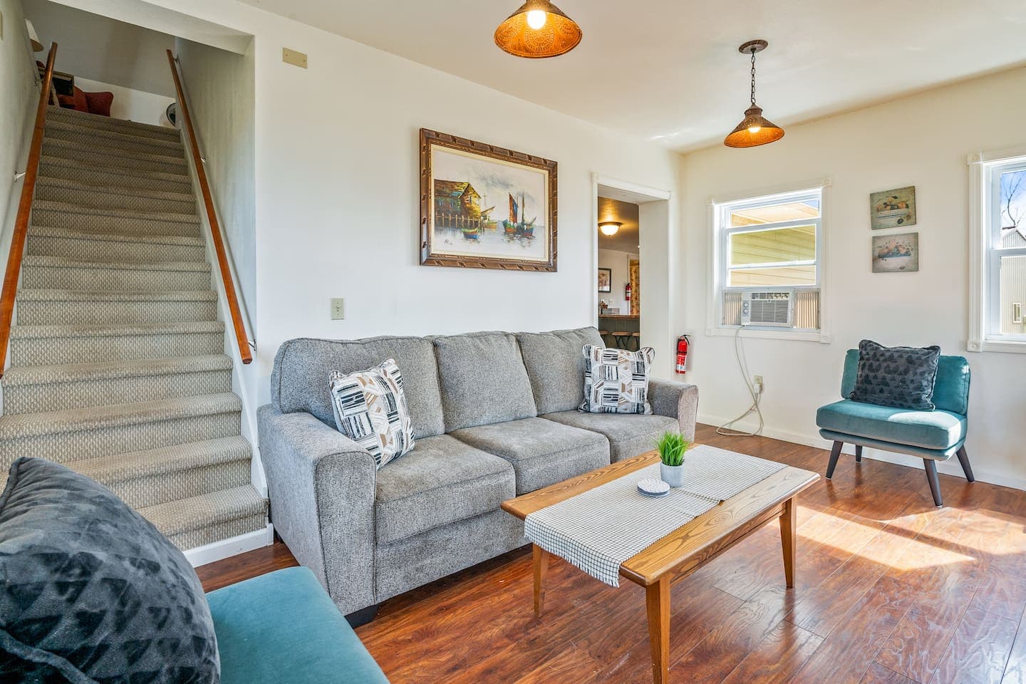 Living room with sofa and accent chairs