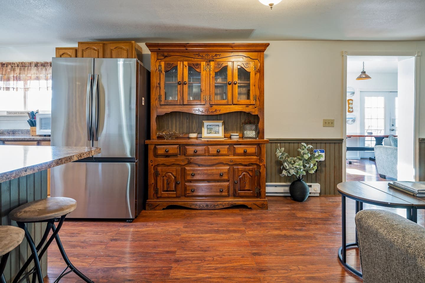 Vintage hutch providing additional kitchen storage