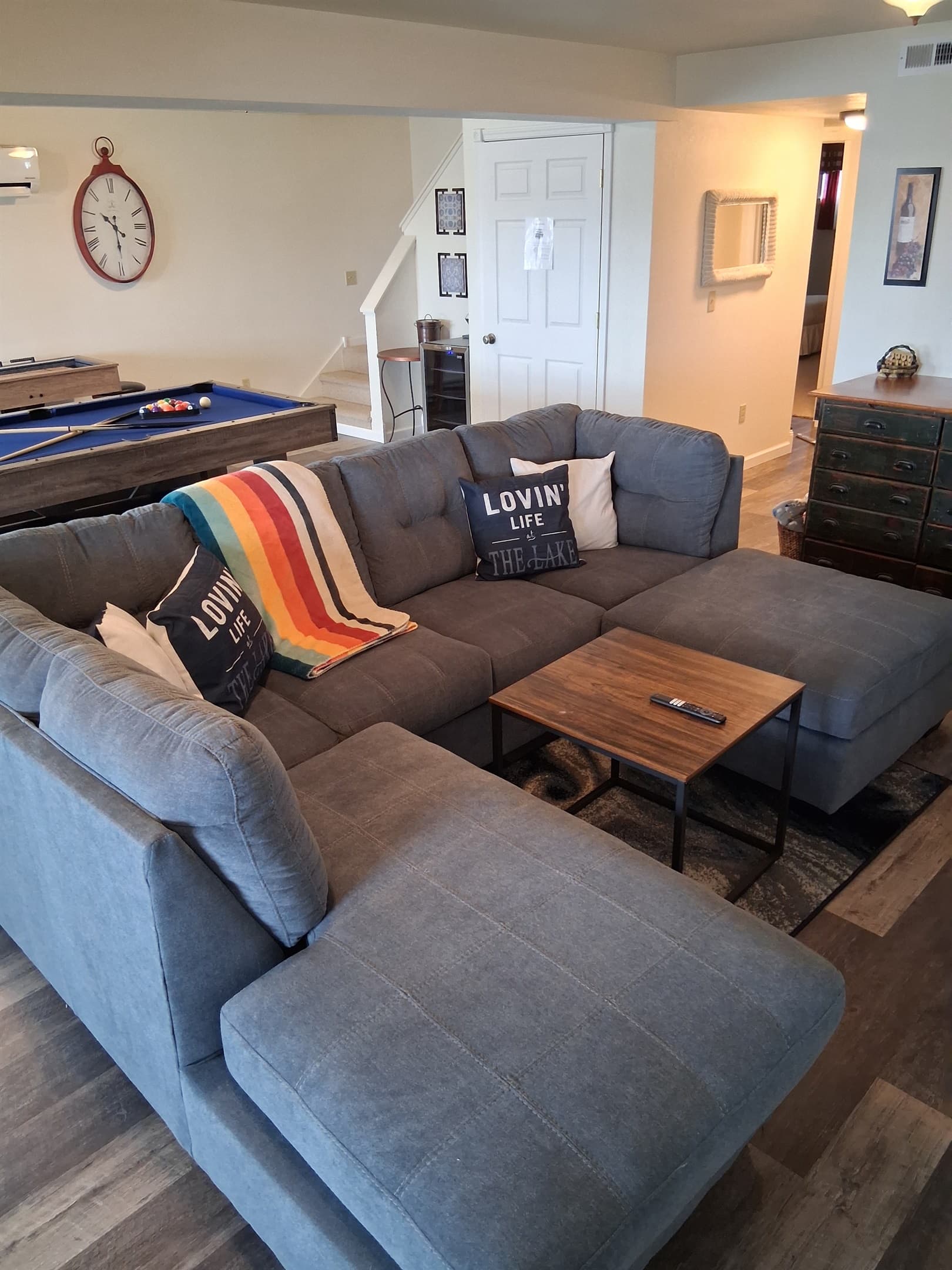 Sectional sofa in the game room