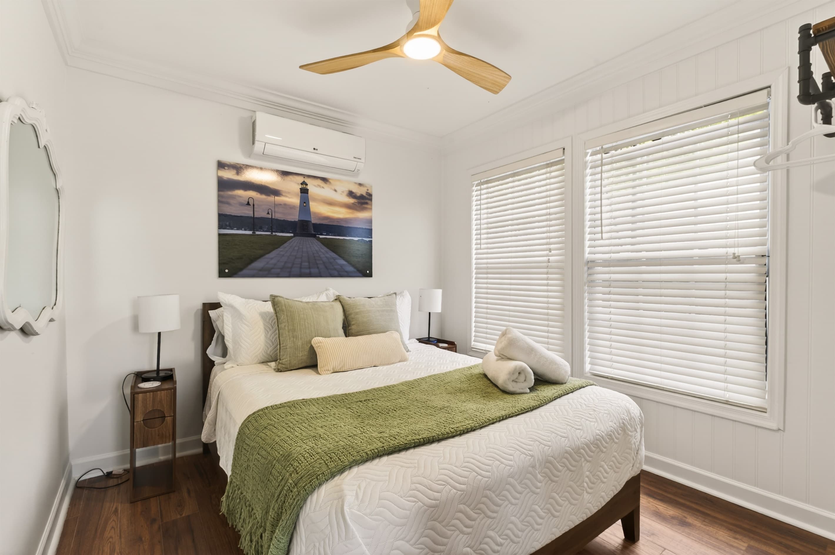 Bedroom with windows on two walls