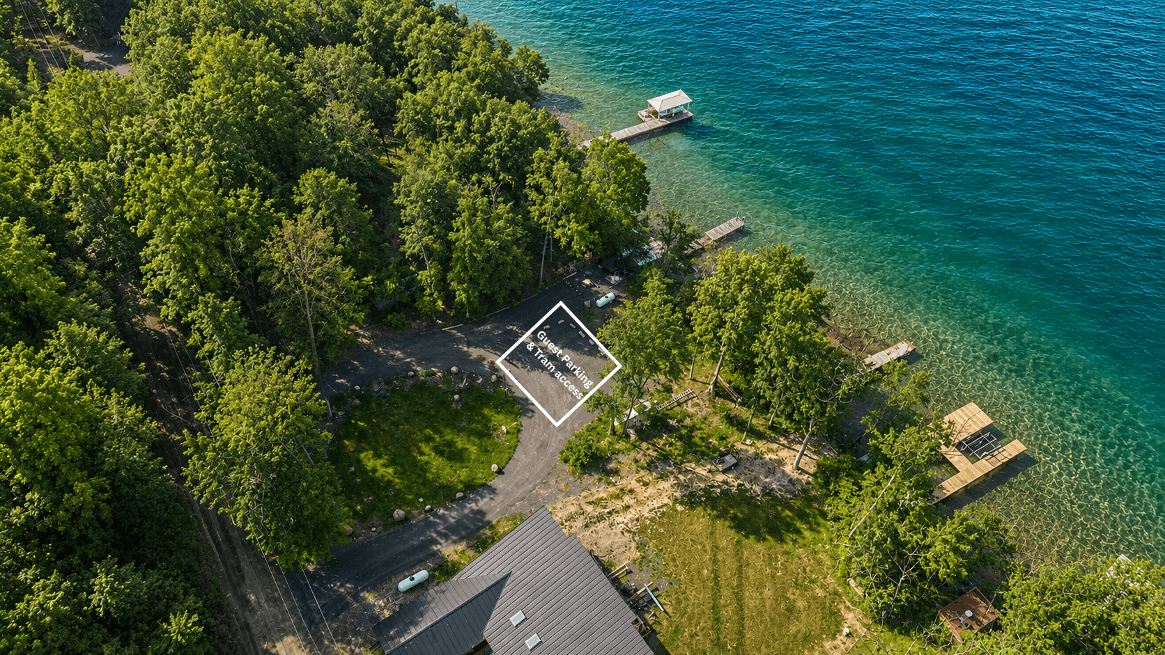 Wooded property positioned beside the lake