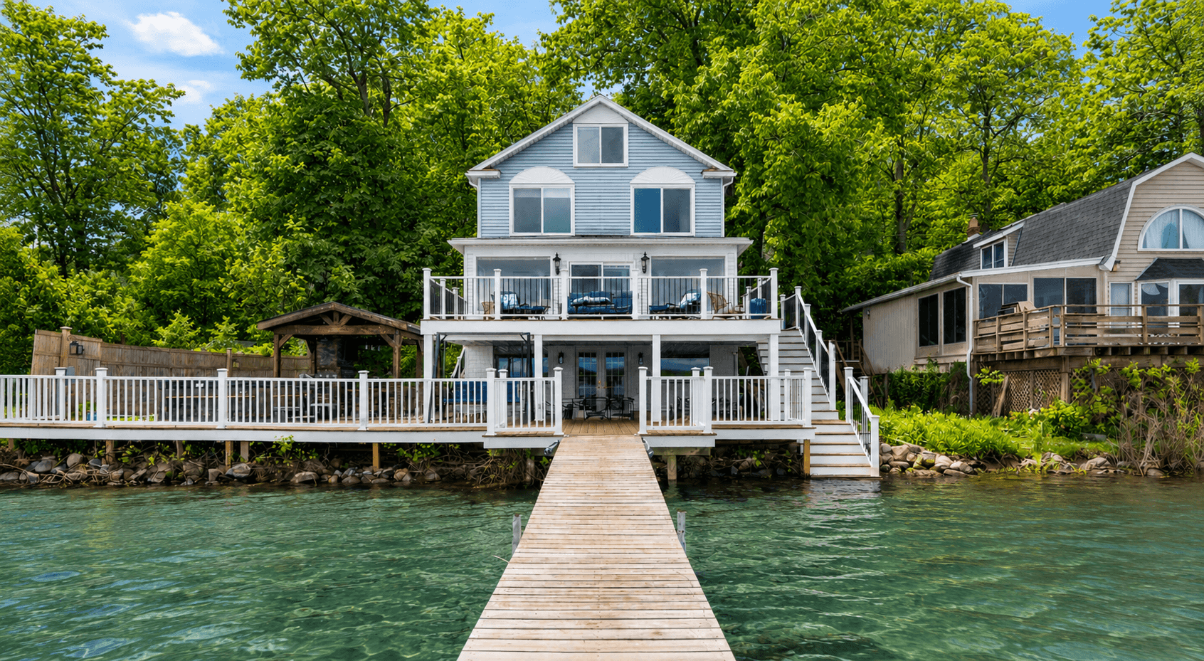 Lakefront exterior viewed from the dock