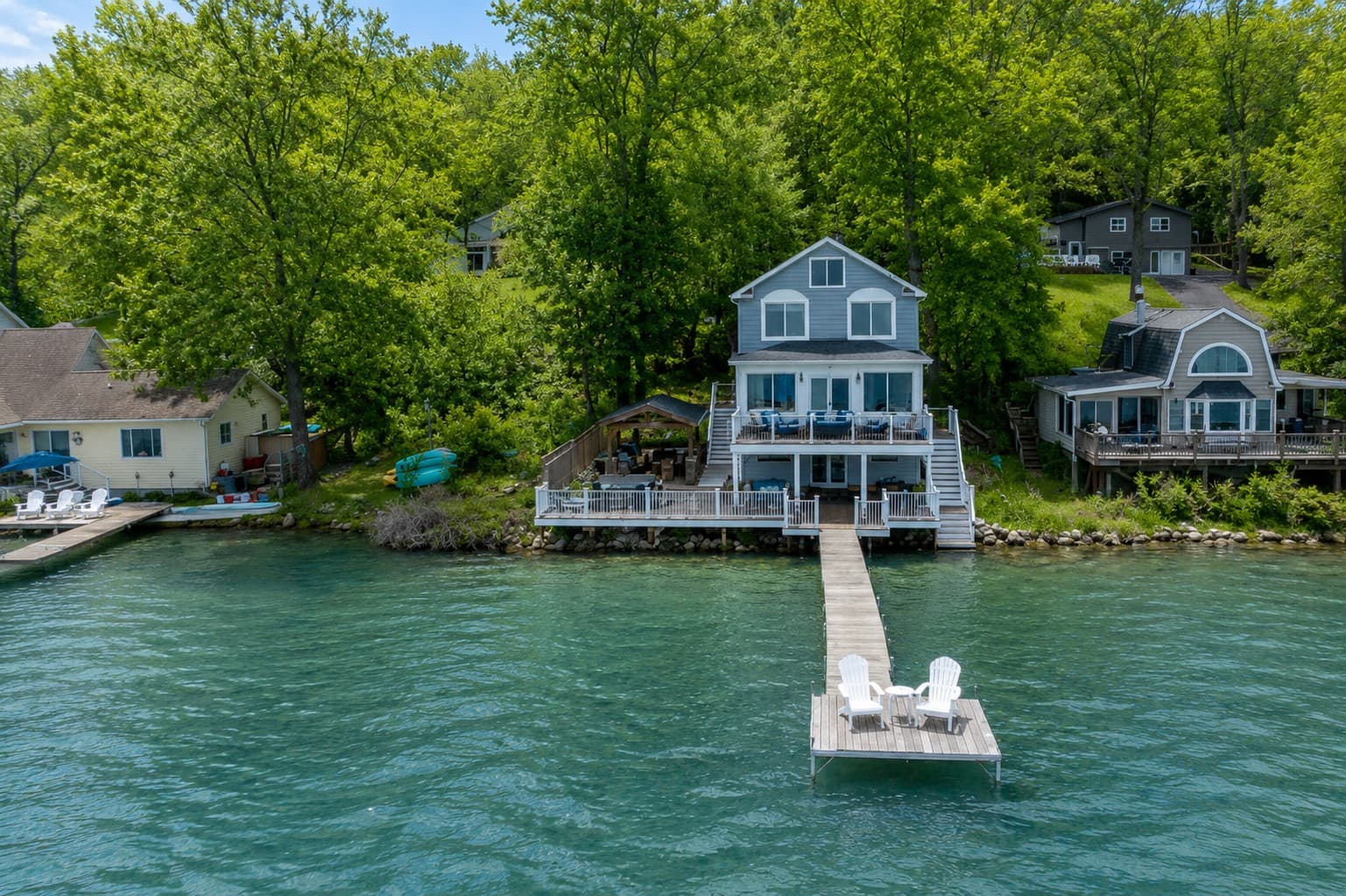 Lakefront home viewed from the water