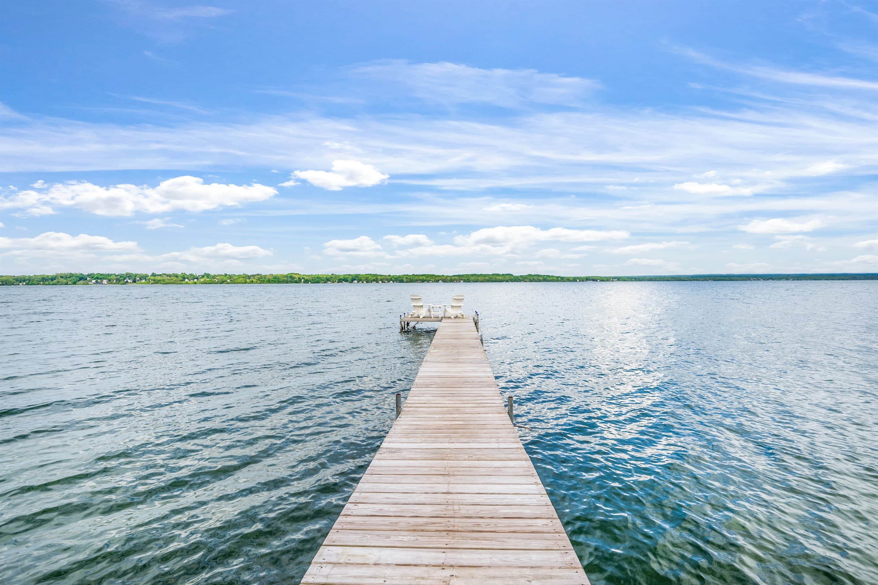 Private dock extending into the water