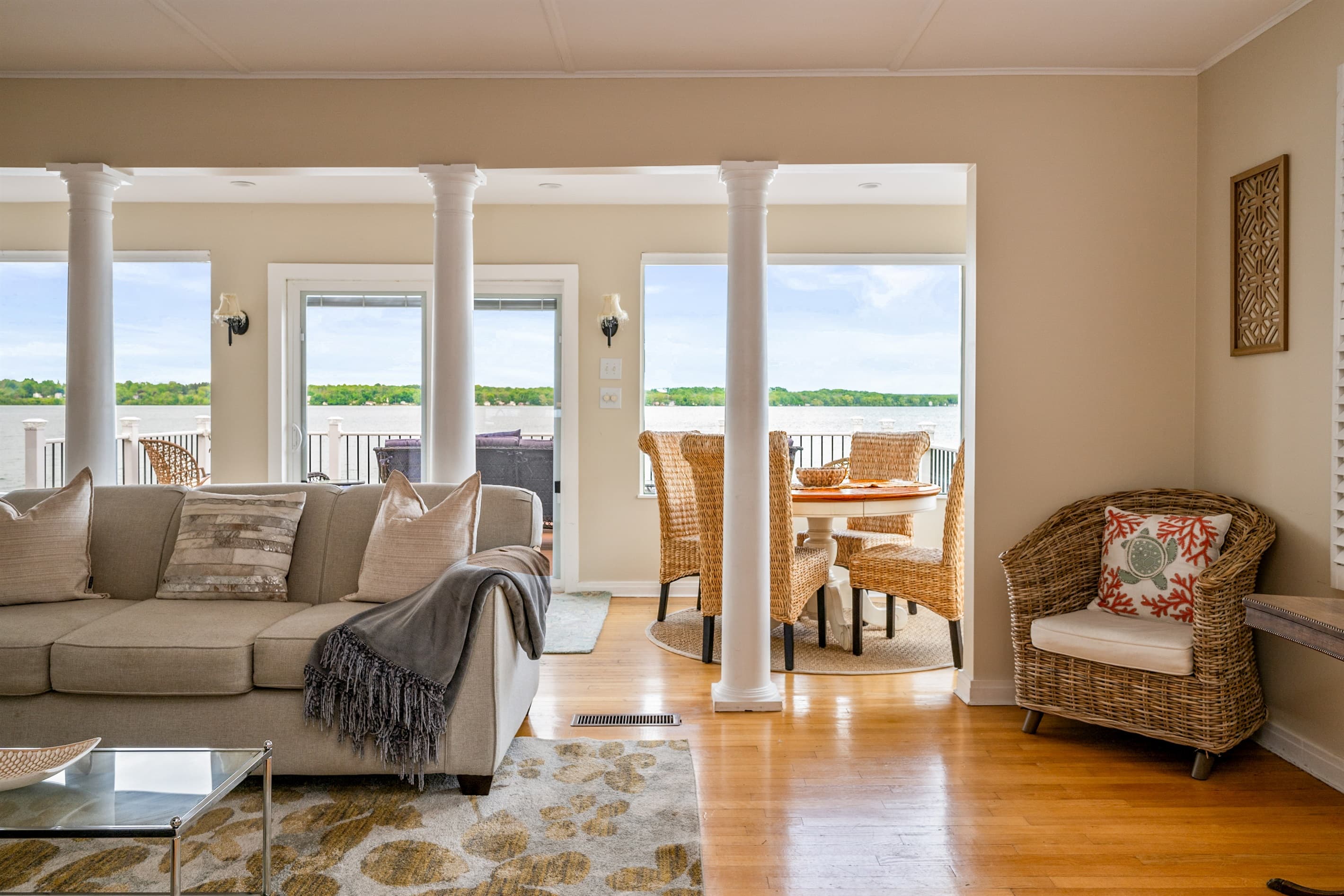 Living room with adjacent dining space
