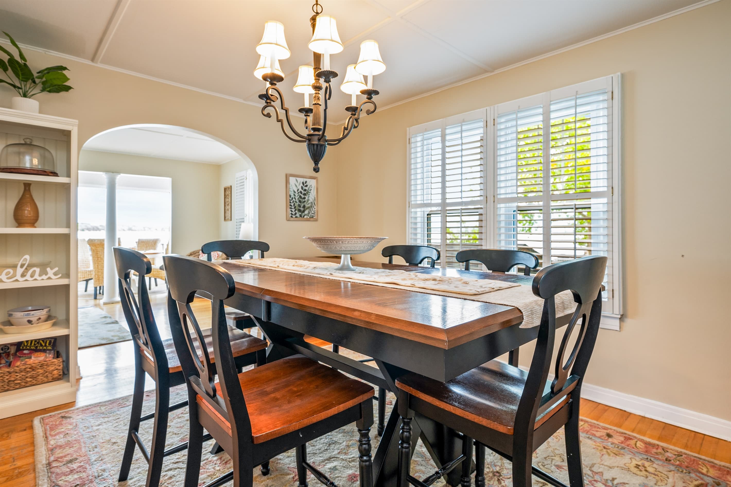 Formal dining room with chandelier