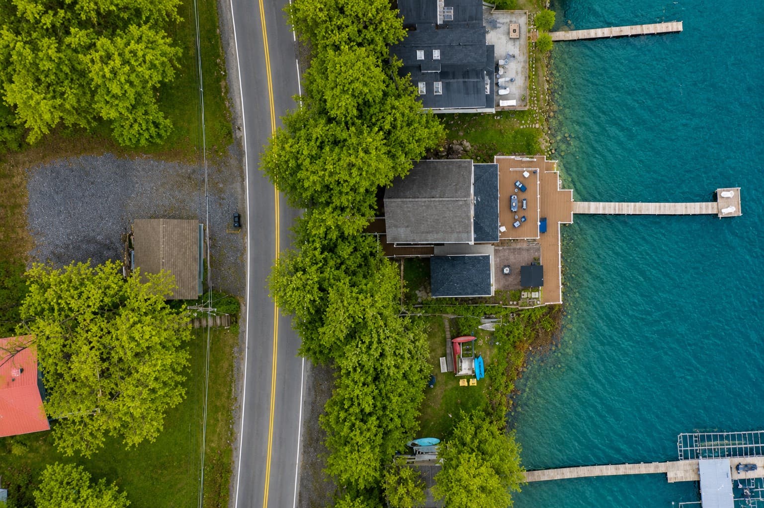 Overhead view showing property and pier
