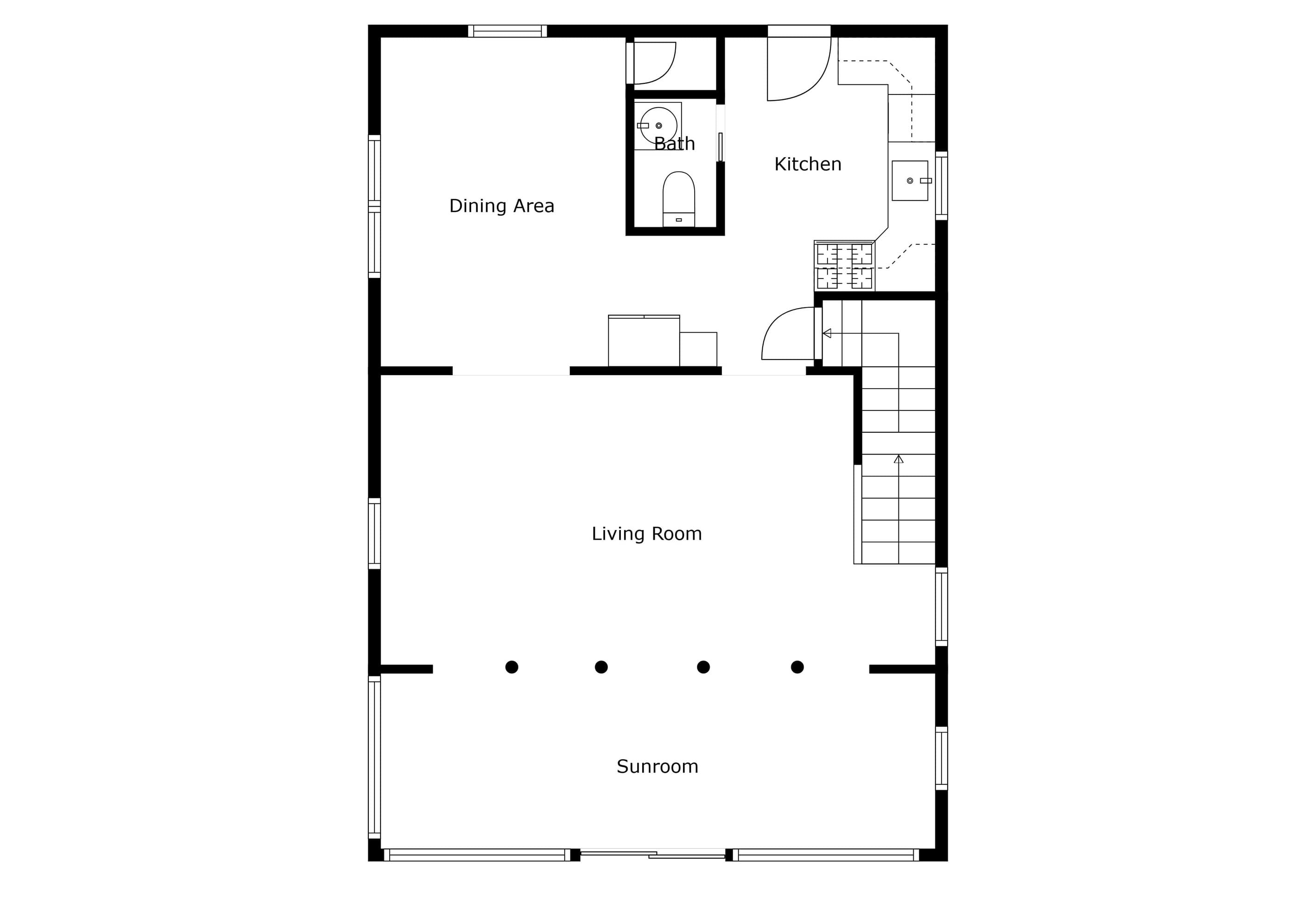 Floor plan showing open living layout